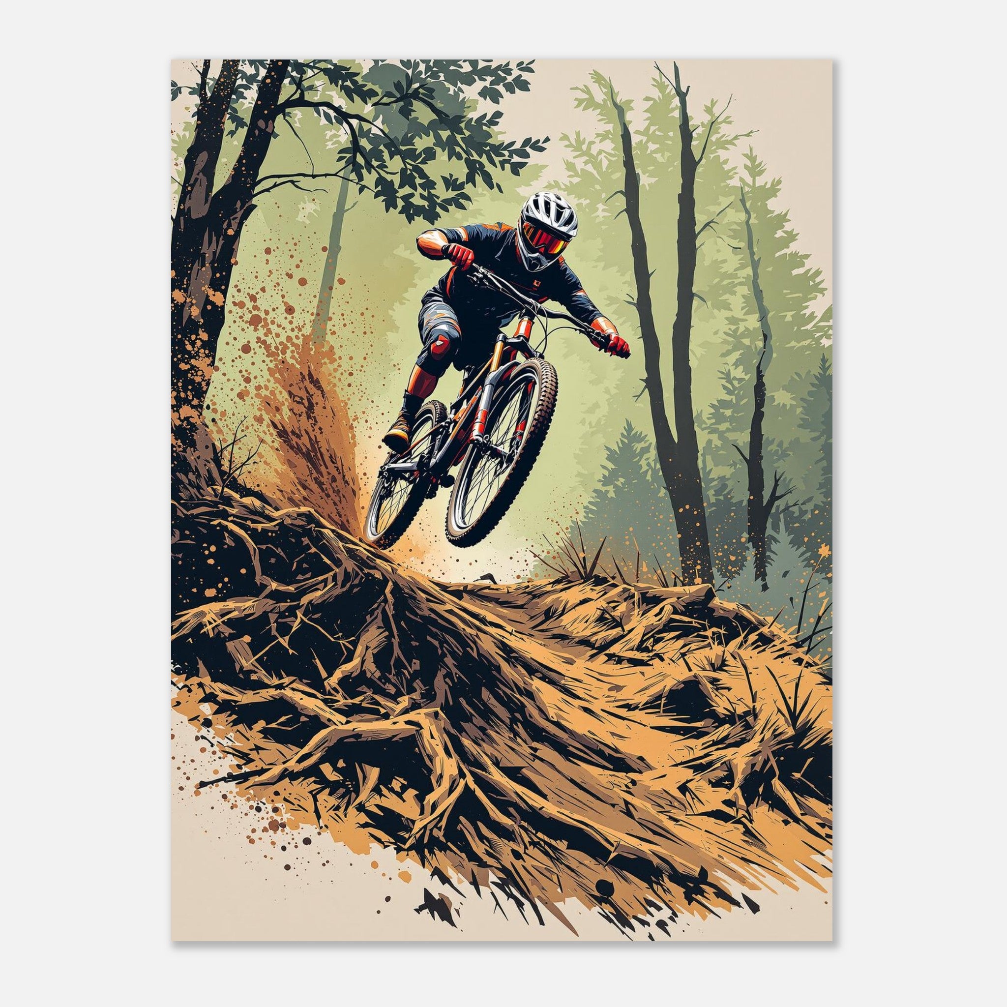 Mountain Bike Trail Descent MTB Gift Art Wall Art UK Art Art Print Poster Wall A Art Print — detail view | Wild Thread Co