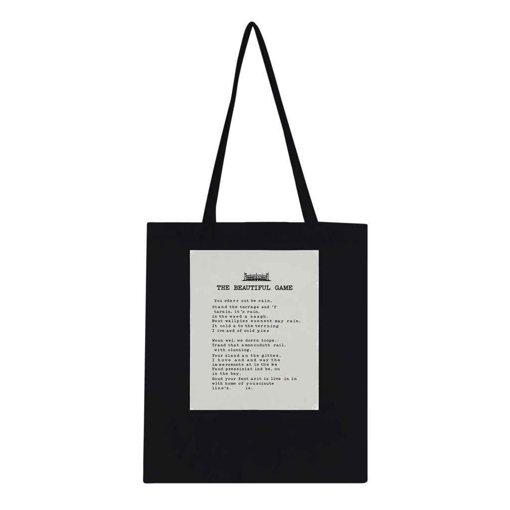 Retro Football Terrace Poetry Tote Bag Cotton Shopper UK Tote Bag — detail view | Wild Thread Co