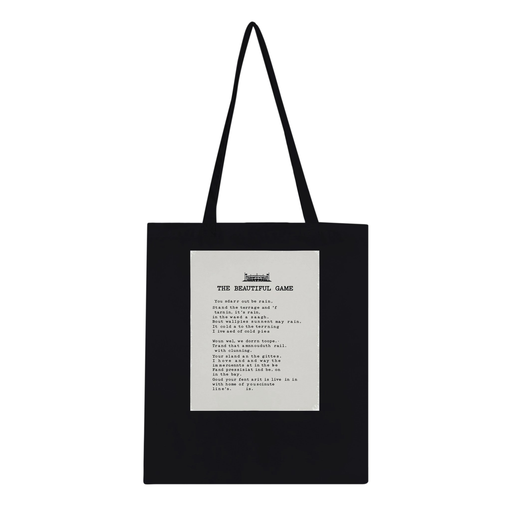 Retro Football Terrace Poetry Tote Bag Cotton Shopper UK Tote Bag — detail view | Wild Thread Co