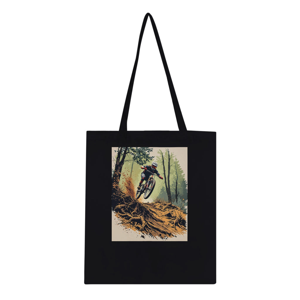 Mountain Biking Descent Tote Bag Cotton Shopper UK Tote Bag — detail view | Wild Thread Co