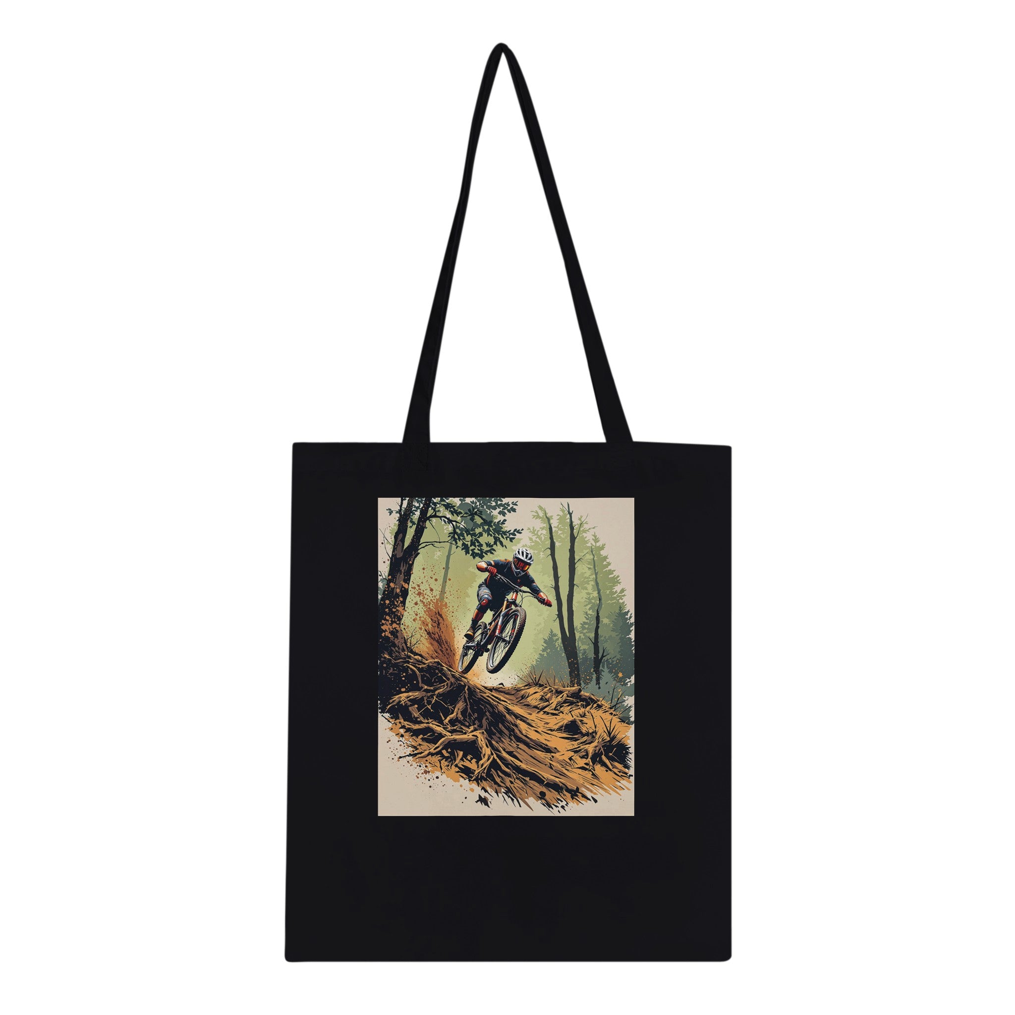 Mountain Biking Descent Tote Bag Cotton Shopper UK Tote Bag — detail view | Wild Thread Co