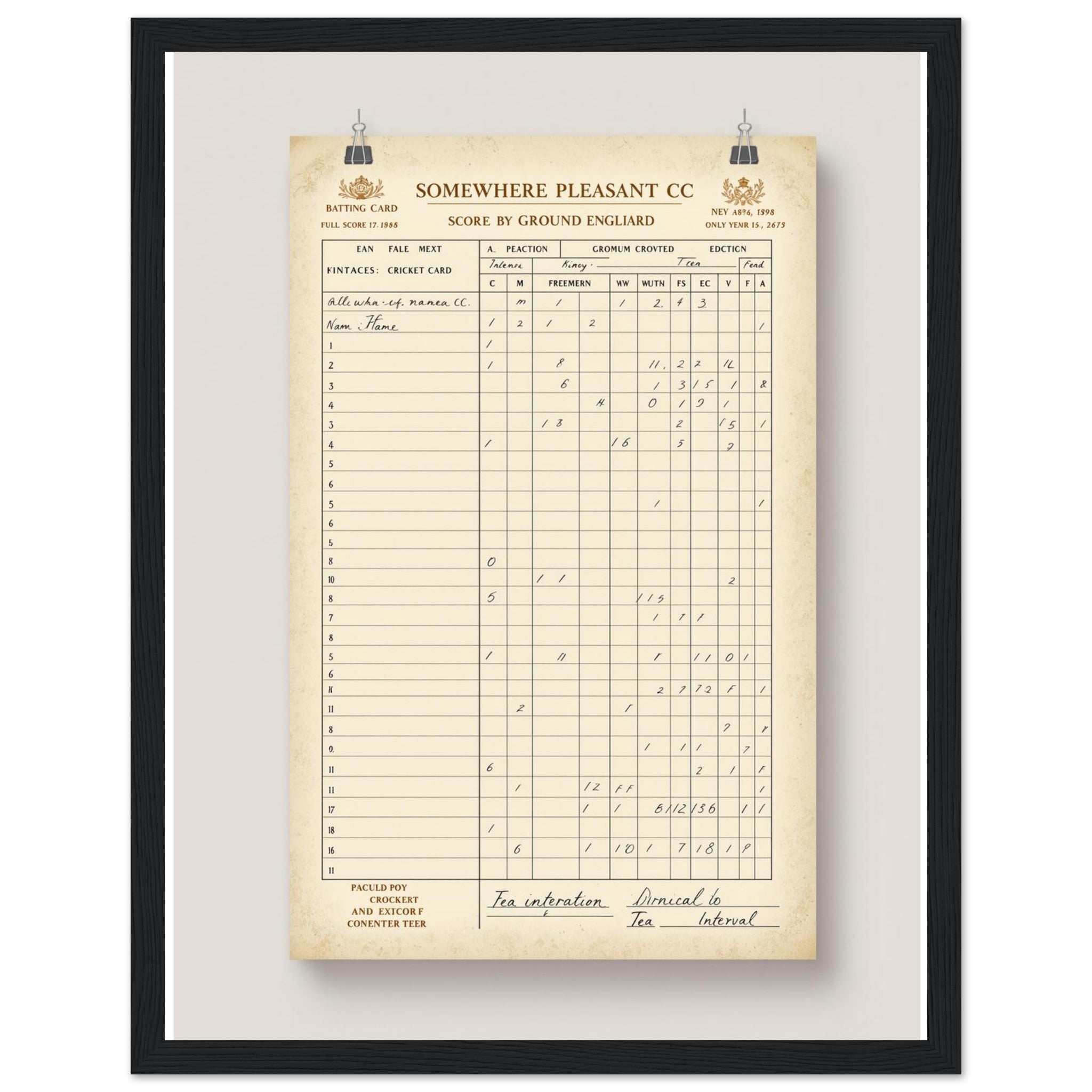 Retro Cricket English Summer Framed Print Wall Art Ready to Hang UK — Framed Art Print | Wild Thread Co UK