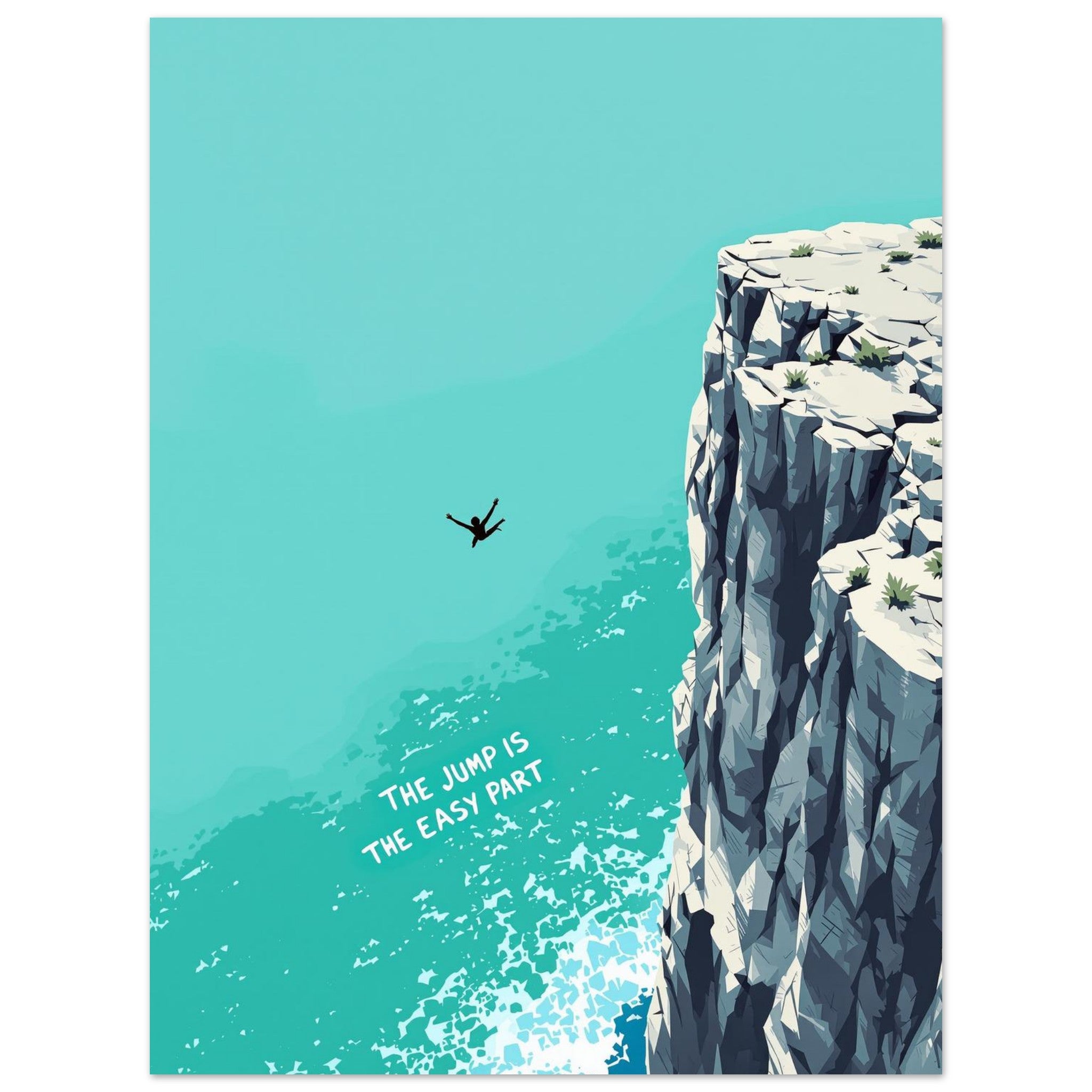 Cliff Jump Adventure Sport Art Wall Art UK Art UK Gift Art Print Art Print — detail view | Wild Thread Co