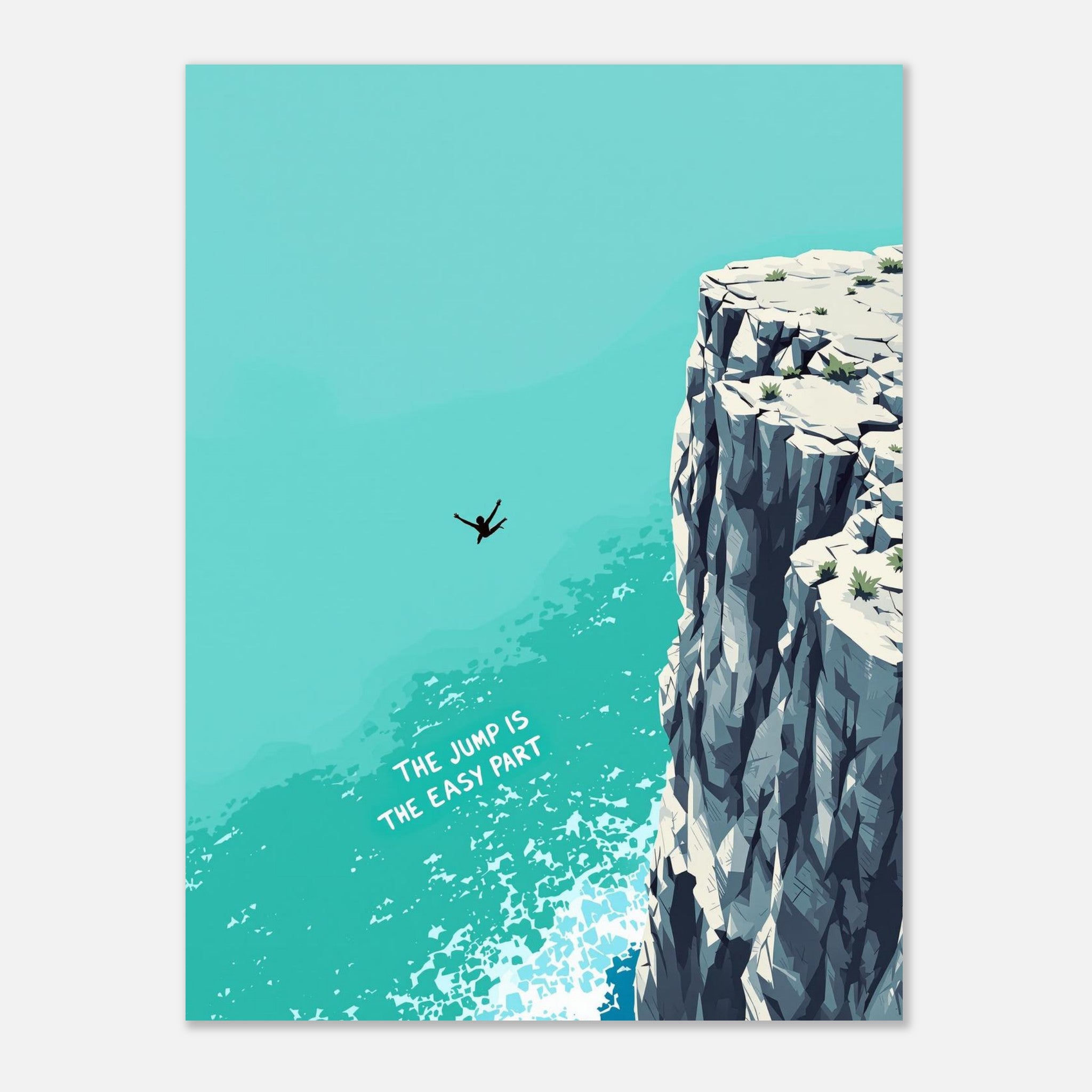 Cliff Jump Adventure Sport Art Wall Art UK Art UK Gift Art Print Art Print — detail view | Wild Thread Co