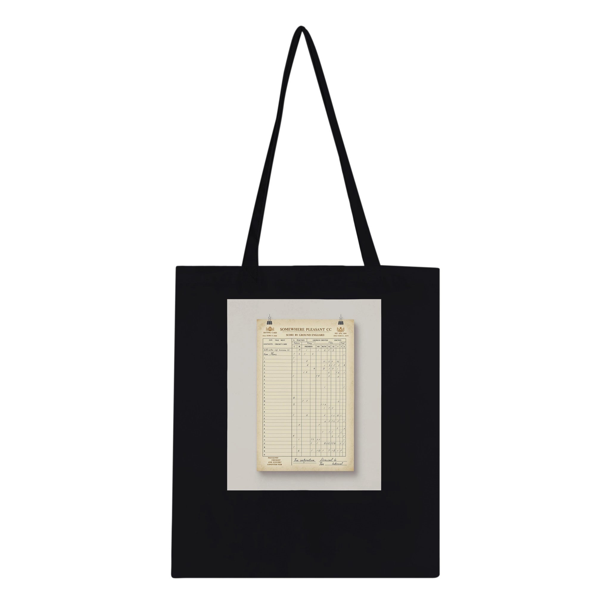 Retro Cricket English Summer Tote Bag Cotton Shopper UK Tote Bag — detail view | Wild Thread Co