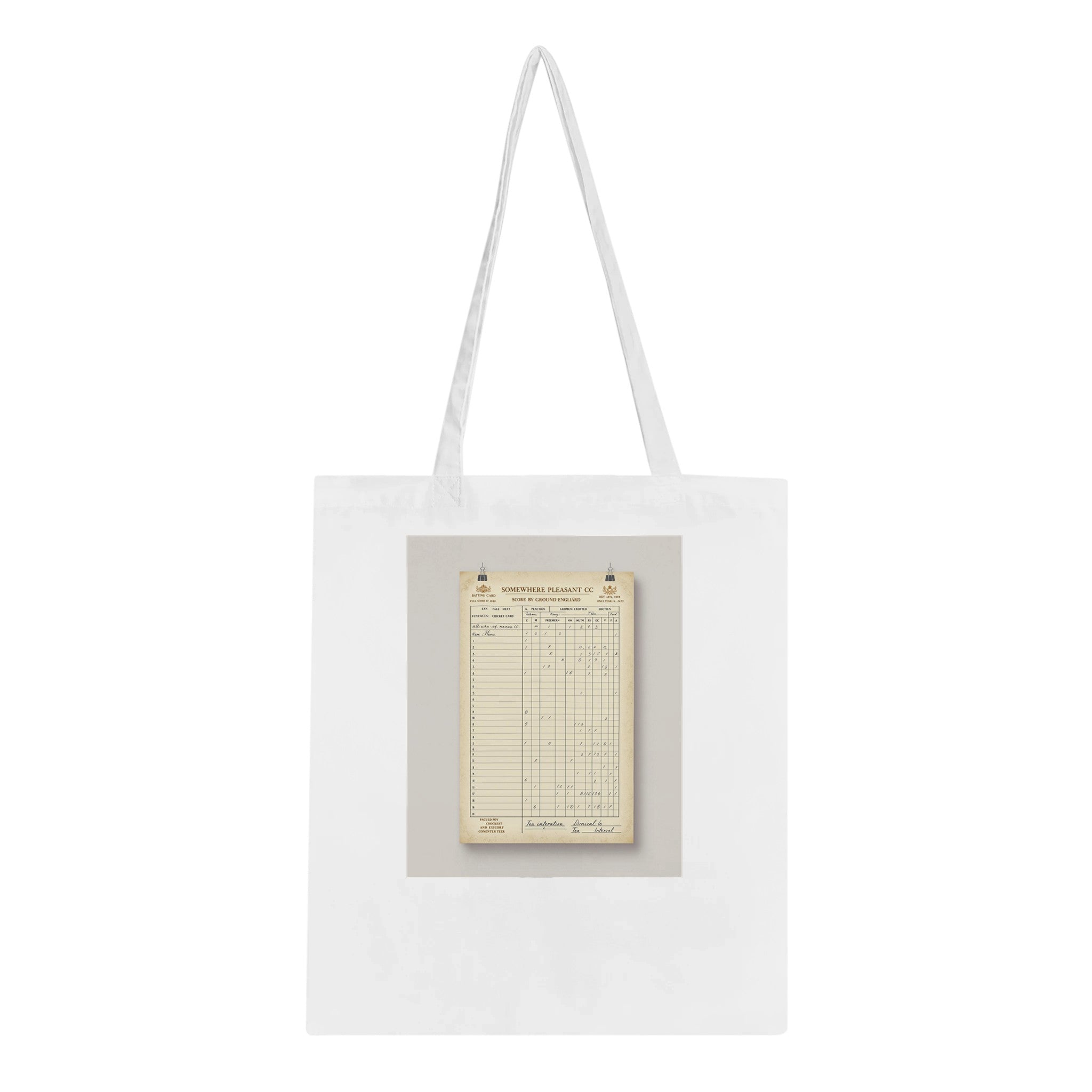 Retro Cricket English Summer Tote Bag Cotton Shopper UK Tote Bag — detail view | Wild Thread Co