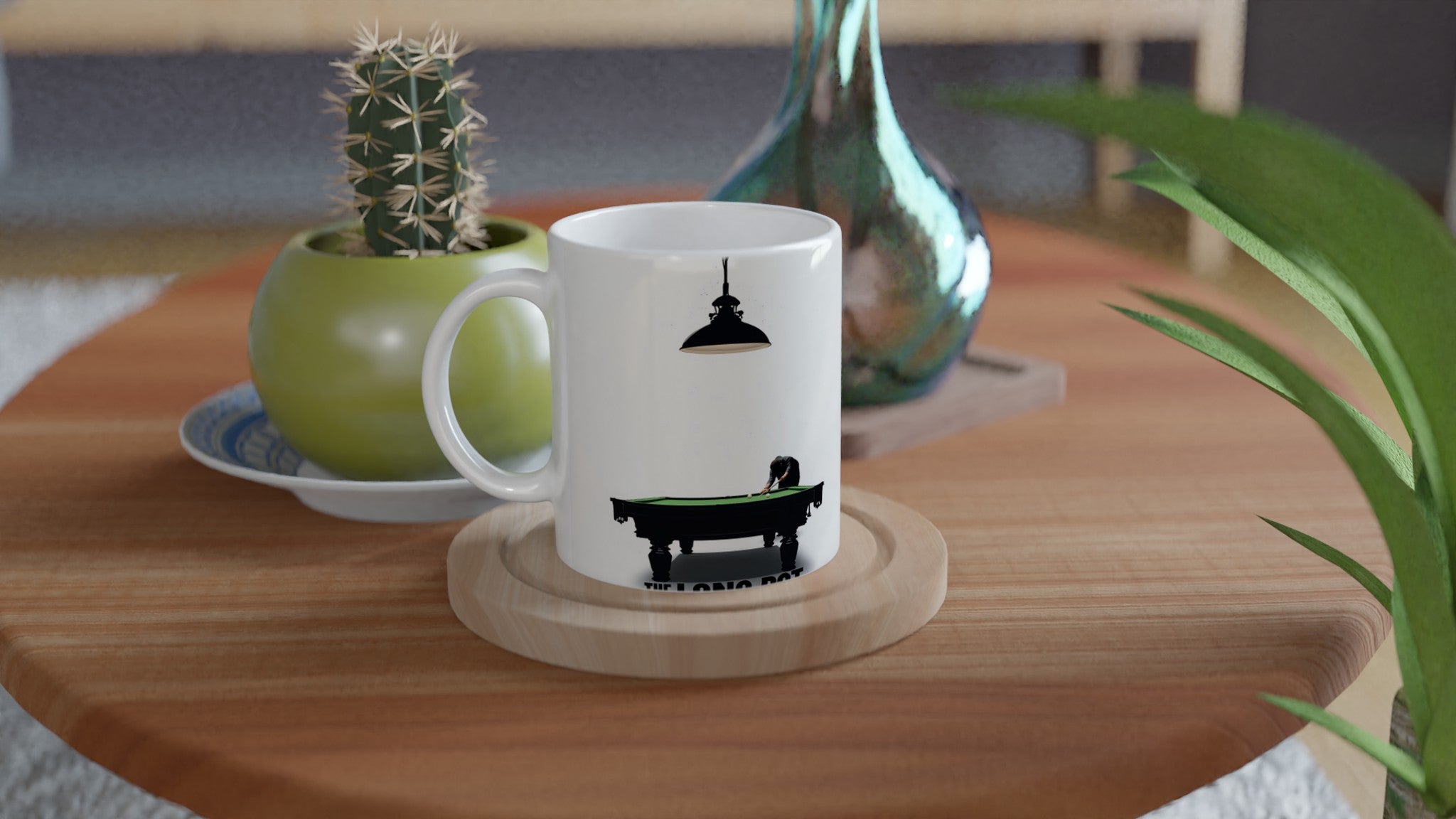 The Long Pot Snooker Shirt Coffee Tea Ceramic 11oz Mug — detail view | Wild Thread Co