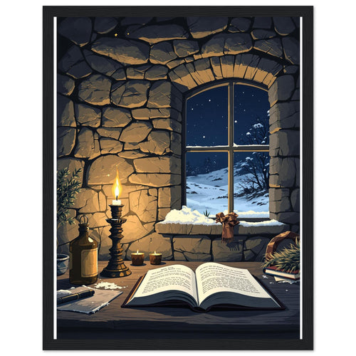 Bothy Interior Candlelight Wall Art Ready to Hang UK — Framed Art Print | Wild Thread Co UK