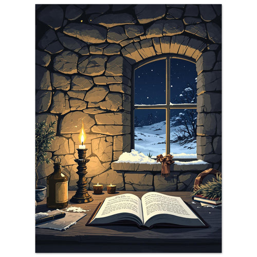 Bothy Candlelight A1 Art Wall Art UK Art Art Print Poster Wall Art UK UK Gift Art Print — detail view | Wild Thread Co