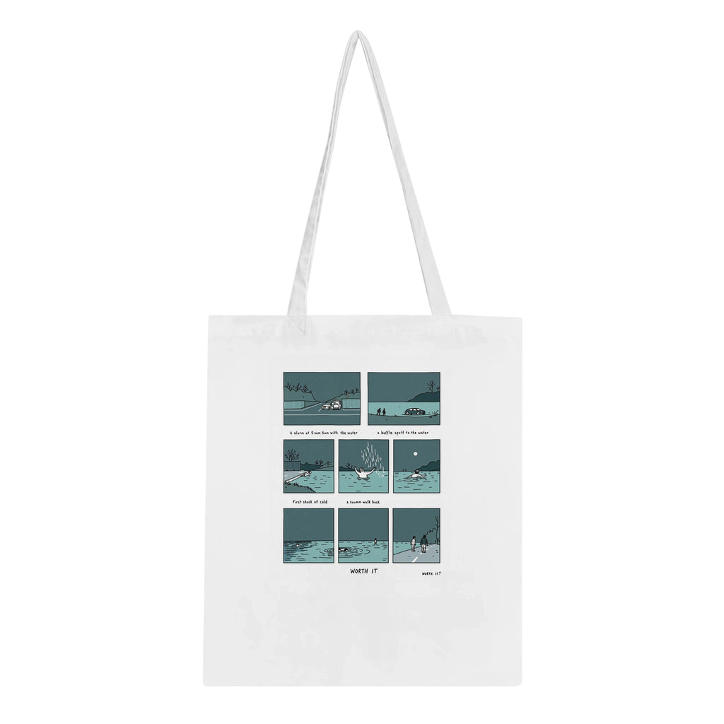Gorpcore Wild Swimming Morning Ritual Cotton Shopper UK Tote Bag — detail view | Wild Thread Co