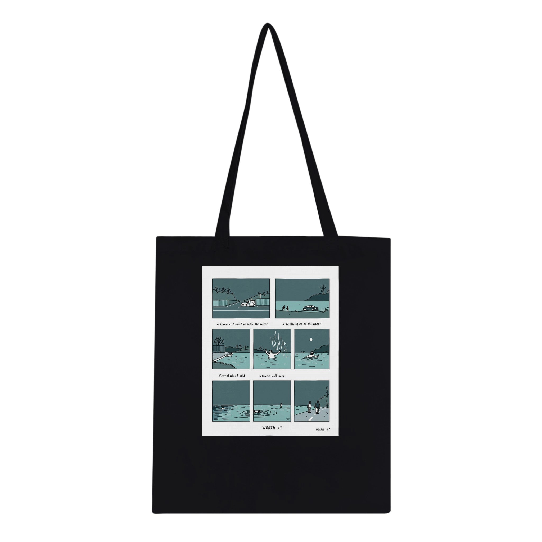 Gorpcore Wild Swimming Morning Ritual Cotton Shopper UK Tote Bag — detail view | Wild Thread Co