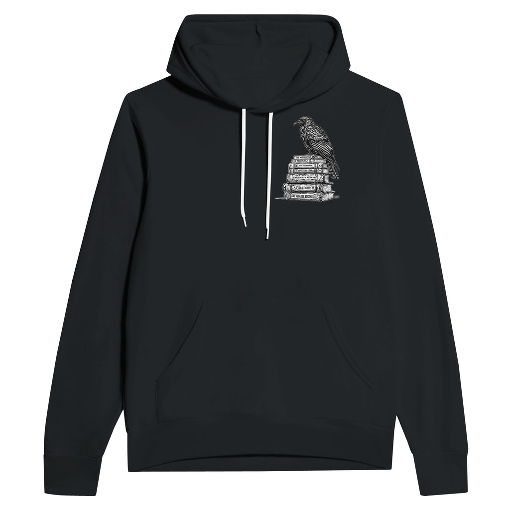 Dark Academia Raven Library Hoodie Pullover Unisex Cotton UK Hoodie — detail view | Wild Thread Co