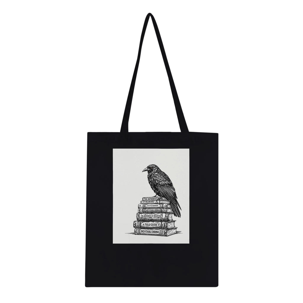 Dark Academia Raven Library Cotton Shopper UK Tote Bag UK Gift Tote Bag — detail view | Wild Thread Co