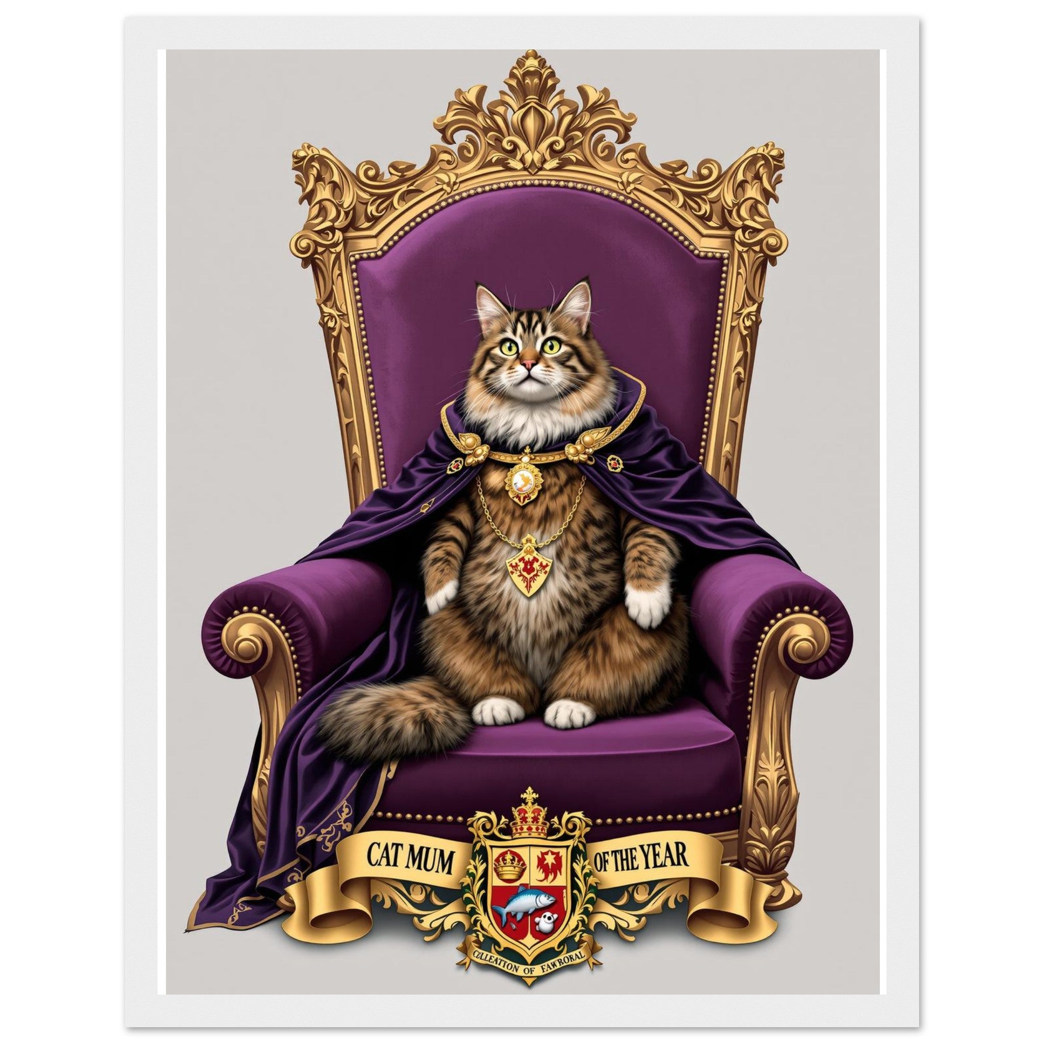 Cat Mum Framed Print Wall Art Ready to Hang UK Framed Art Print — detail view | Wild Thread Co