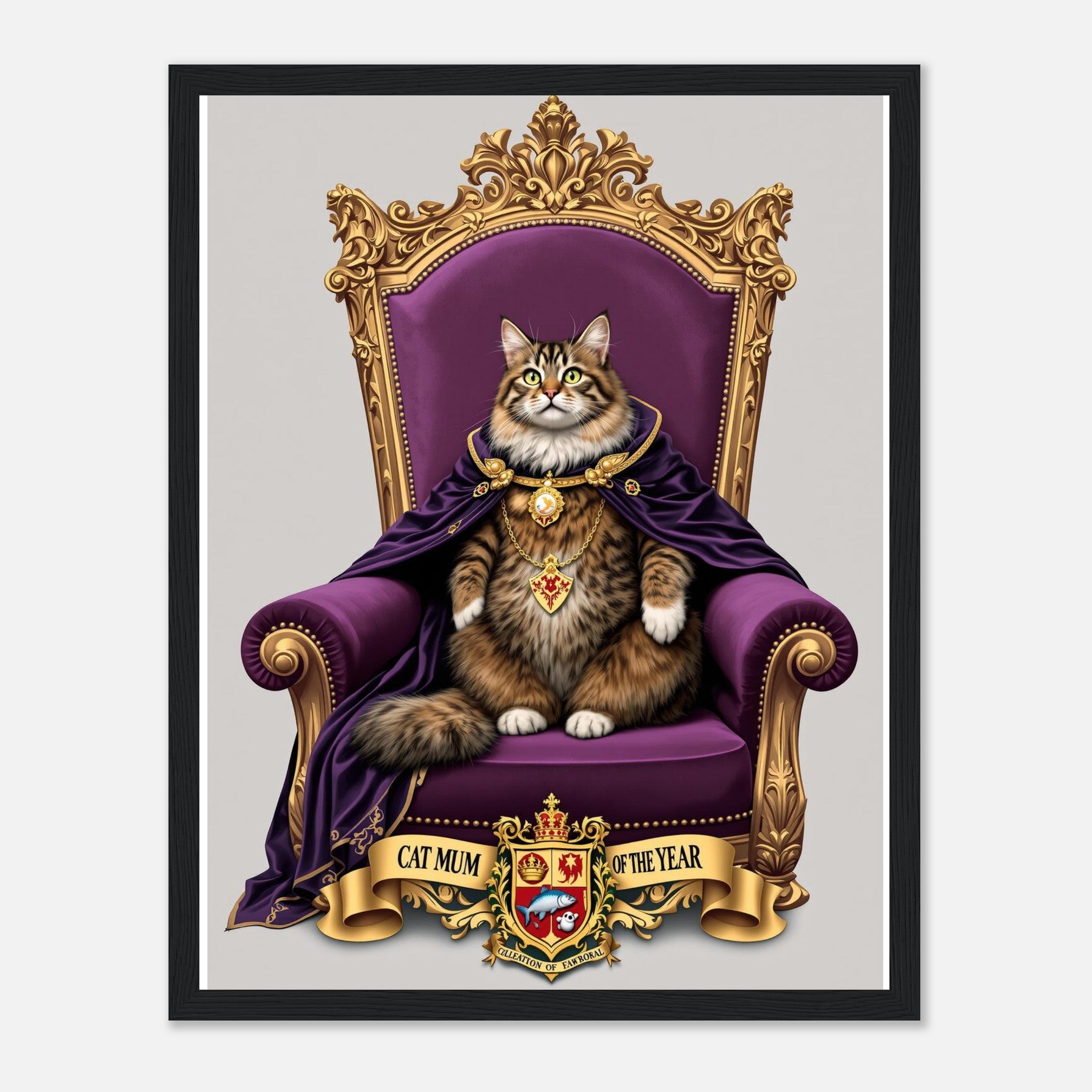 Cat Mum Framed Print Wall Art Ready to Hang UK Framed Art Print — detail view | Wild Thread Co