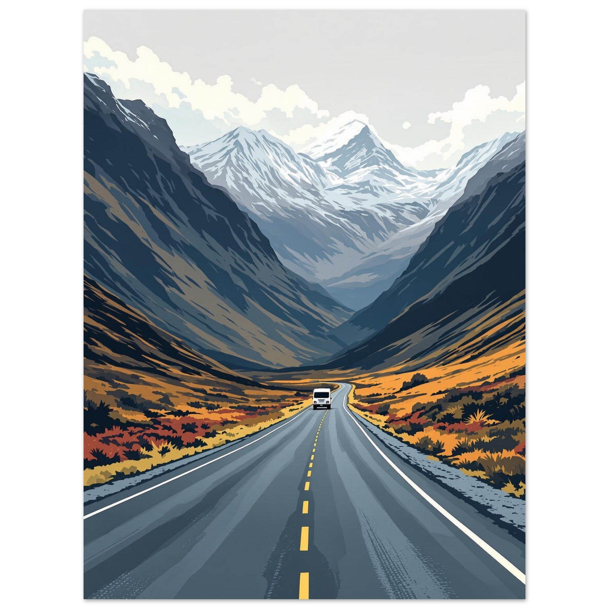 Glencoe Highland Scotland Road Art A1 Gift UK Art Wall Art Art Print Poster Wall Art Print — detail view | Wild Thread Co
