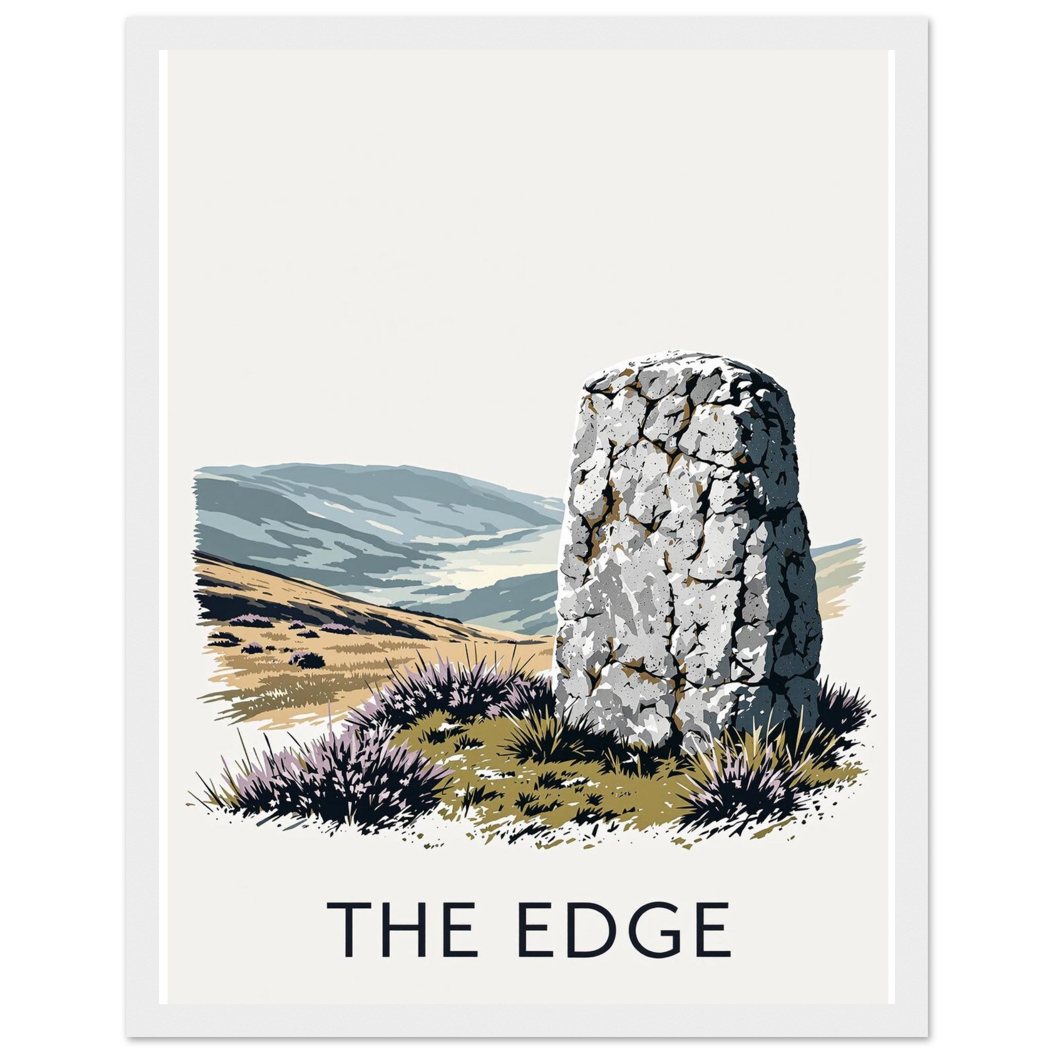 Peak District Gritstone Millstone Framed Print Wall Art Ready to Hang Framed Art Print — detail view | Wild Thread Co