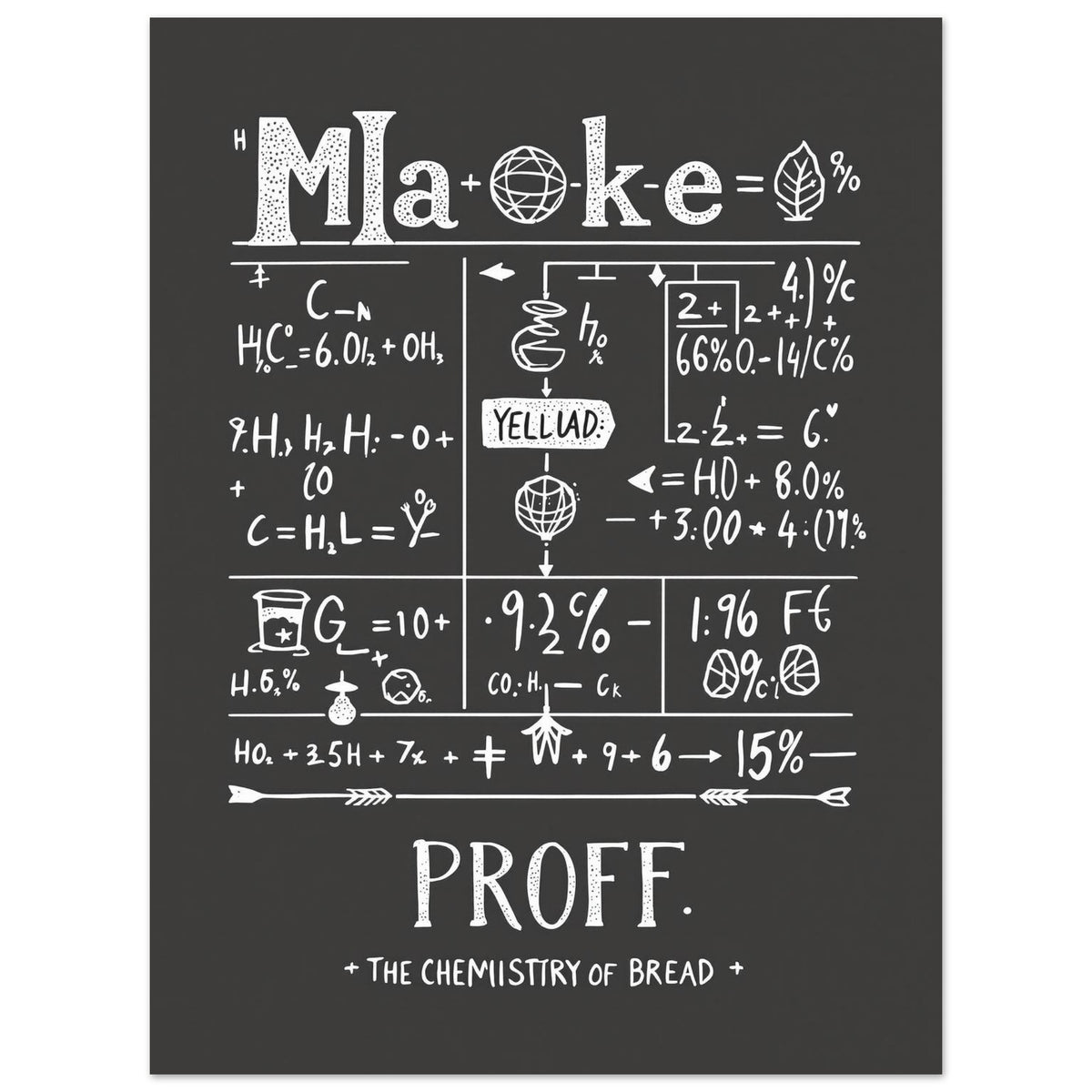 Baker Gift Uk Chemistry Bread Formula Baking Shirt Sourdough Art Wa Art Print Po Art Print — detail view | Wild Thread Co