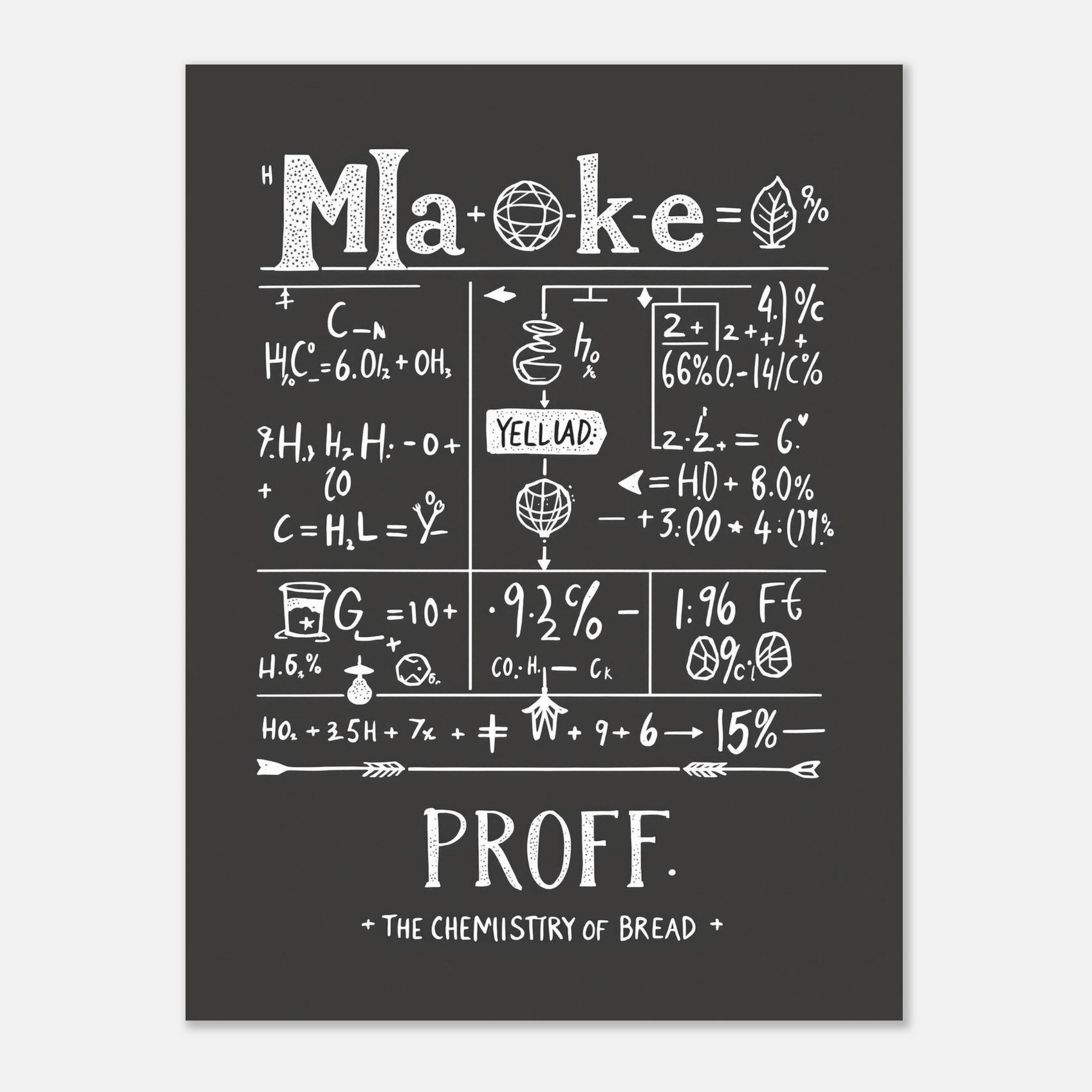 Baker Gift Uk Chemistry Bread Formula Baking Shirt Sourdough Art Wa Art Print Po Art Print — detail view | Wild Thread Co
