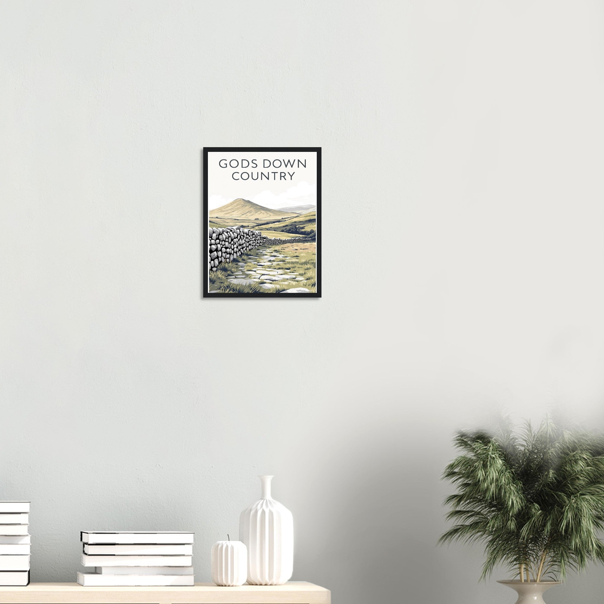 Yorkshire Dales Gods Own Country Framed Print Wall Art Ready to Hang Framed Art Print — detail view | Wild Thread Co