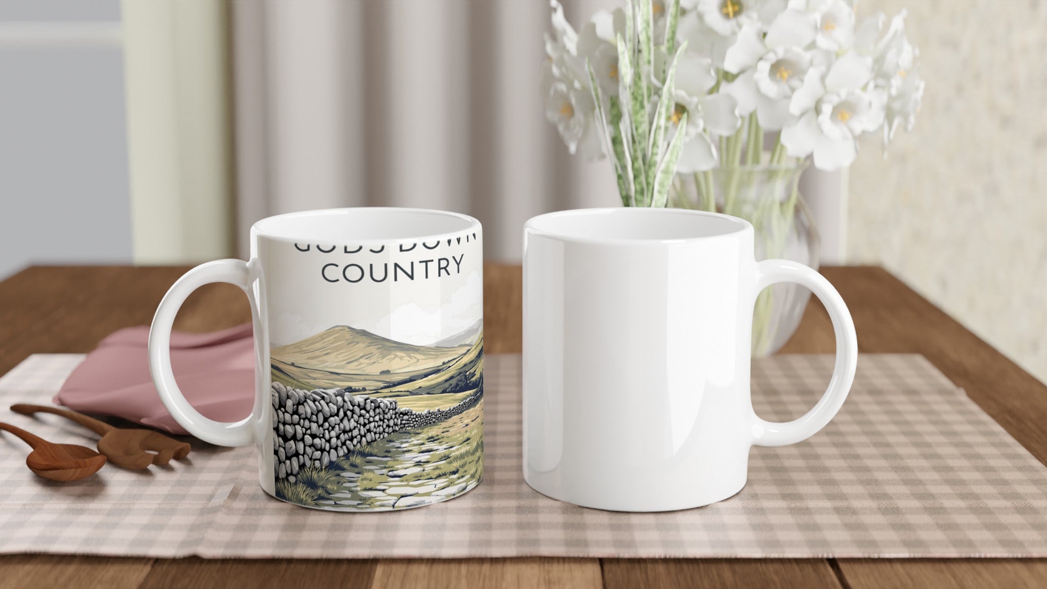 Yorkshire Dales Gods Own Country Coffee Tea Ceramic 11oz Mug — detail view | Wild Thread Co