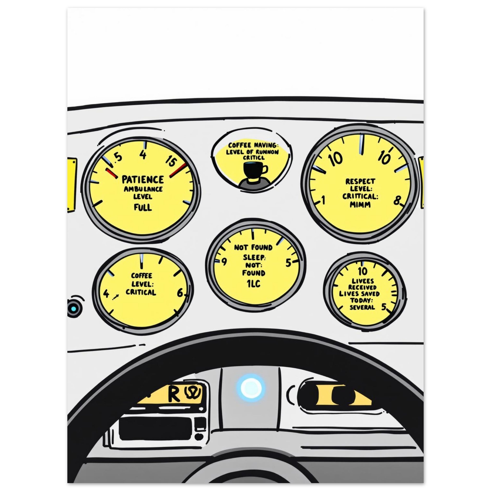 Paramedic Ambulance Dashboard Art Wall Art UK Art Art Print Art Print — detail view | Wild Thread Co