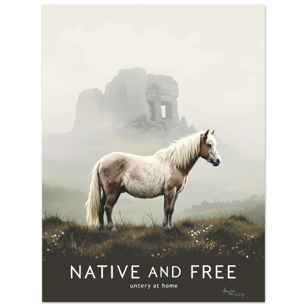 Dartmoor Pony Mist A1 Art Wall Art UK Art Art Print Poster Wall Art UK UK Gift Art Print — detail view | Wild Thread Co