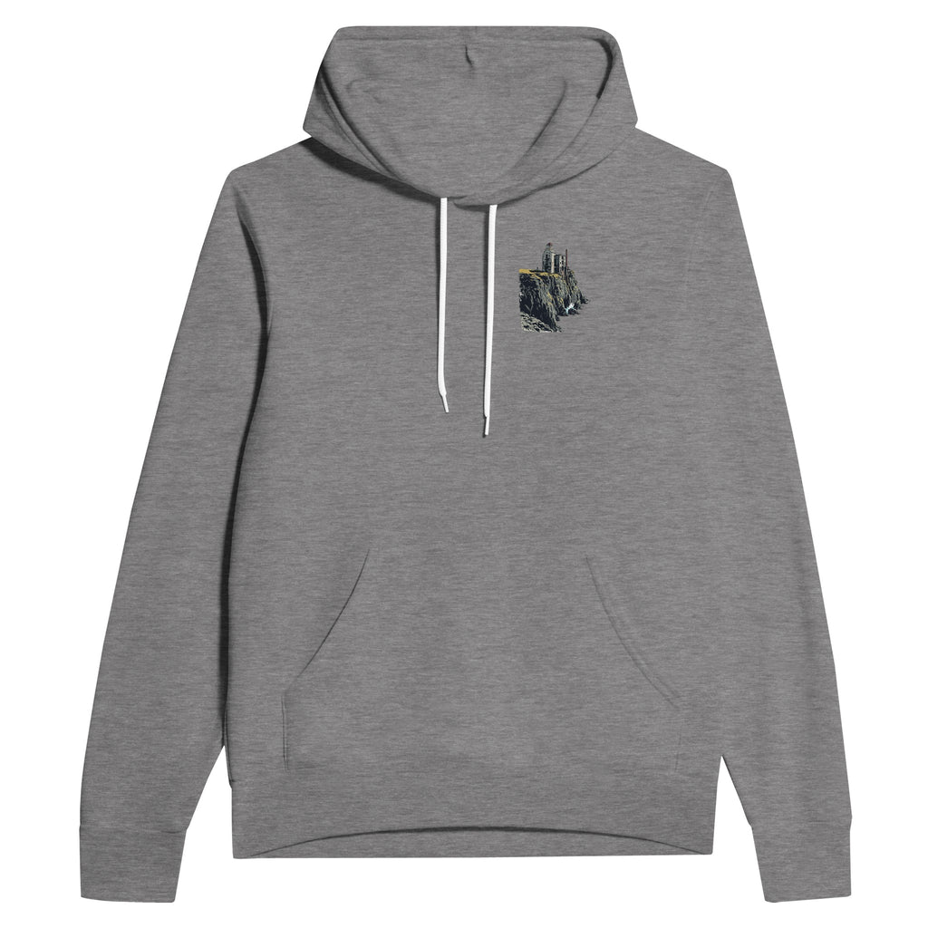 Cornish Tin Mine Cliff Hoodie Pullover Unisex Cotton UK Hoodie — detail view | Wild Thread Co