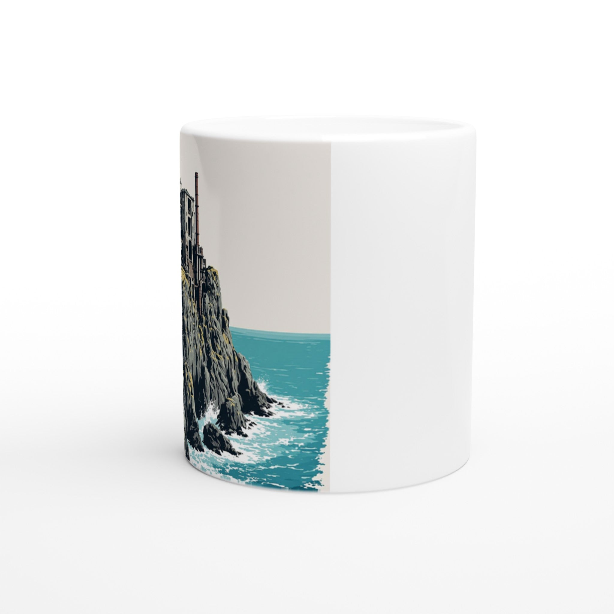 Cornish Tin Mine Cliff Coffee Tea Ceramic 11oz Mug UK Mug — detail view | Wild Thread Co