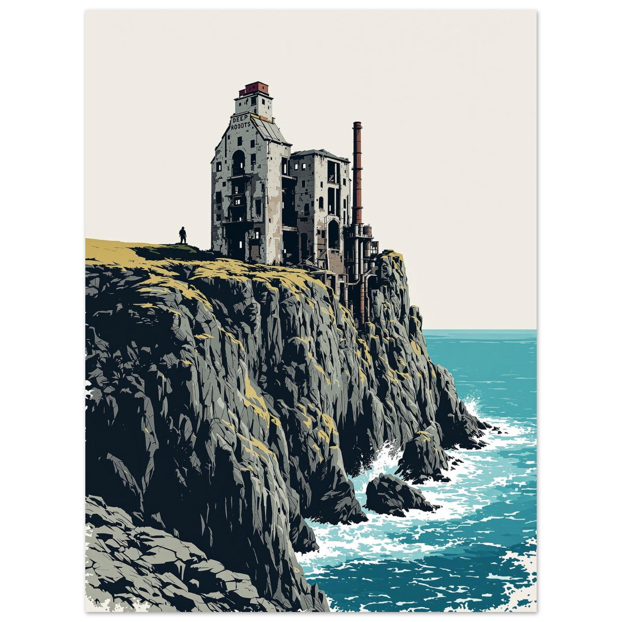 Cornish Tin Mine Cliff Art Wall Art UK Art UK Gift Art Print Art Print — detail view | Wild Thread Co
