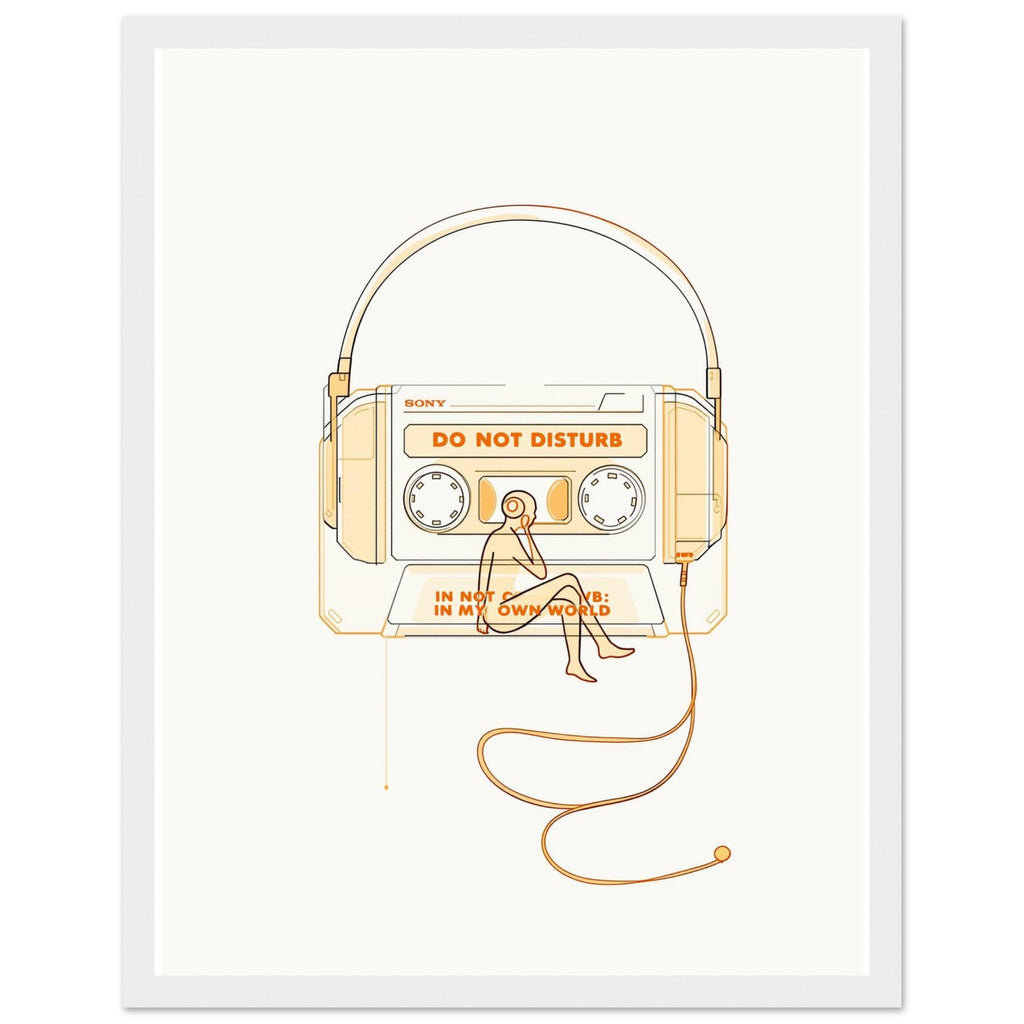 Y2k Walkman Isolation Framed Print Wall Art Ready to Hang UK Framed Art Print — detail view | Wild Thread Co