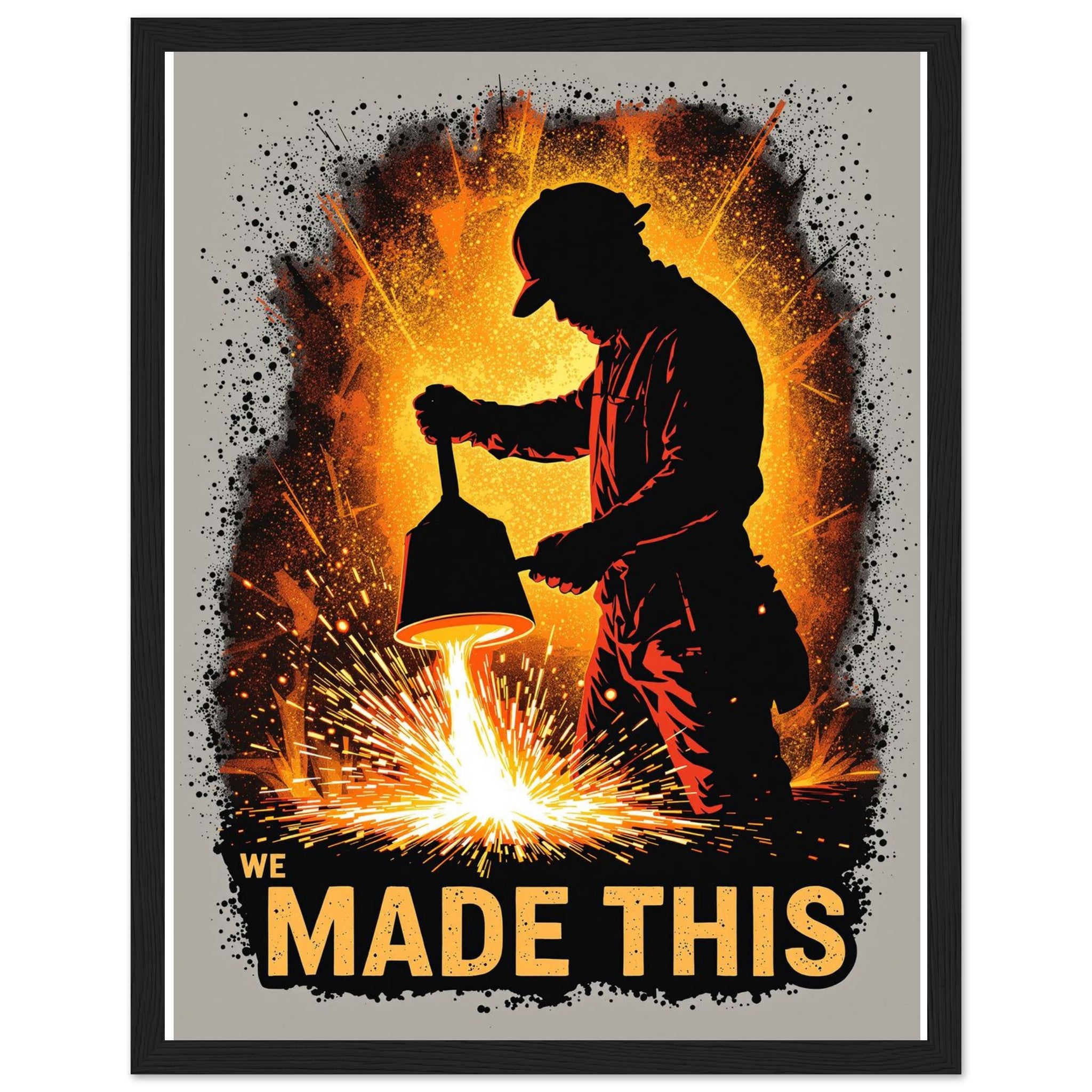 Steelworker Furnace Heritage Framed Print Wall Art Ready to Hang UK — Framed Art Print | Wild Thread Co UK