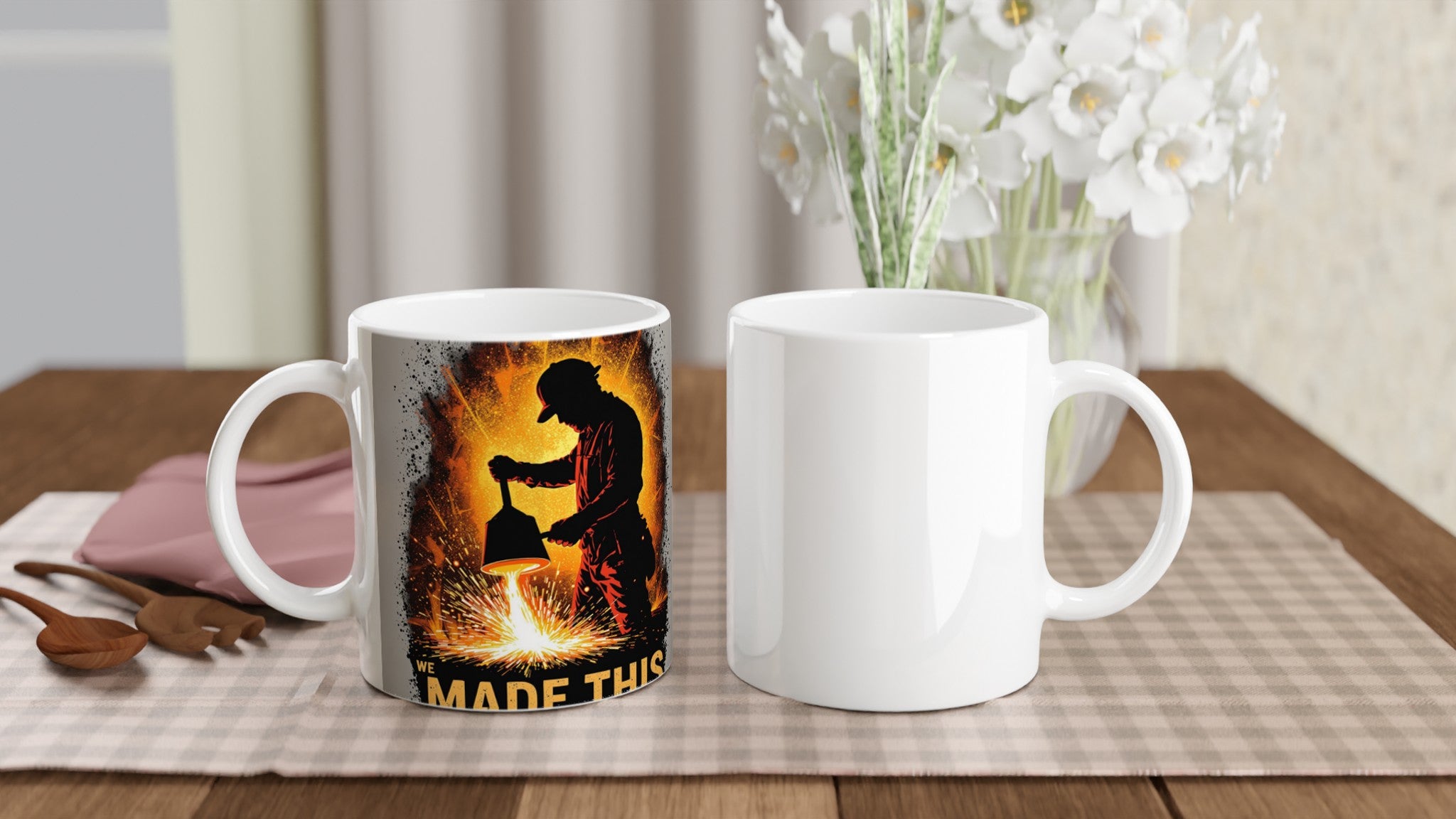 Steelworker Furnace Heritage Mug — detail view | Wild Thread Co