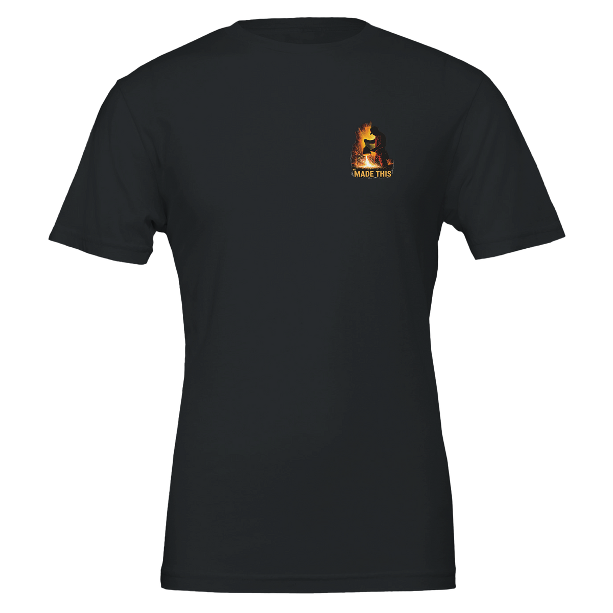 Steelworker Furnace Heritage T-Shirt Unisex Cotton Tee UK T-Shirt — detail view | Wild Thread Co