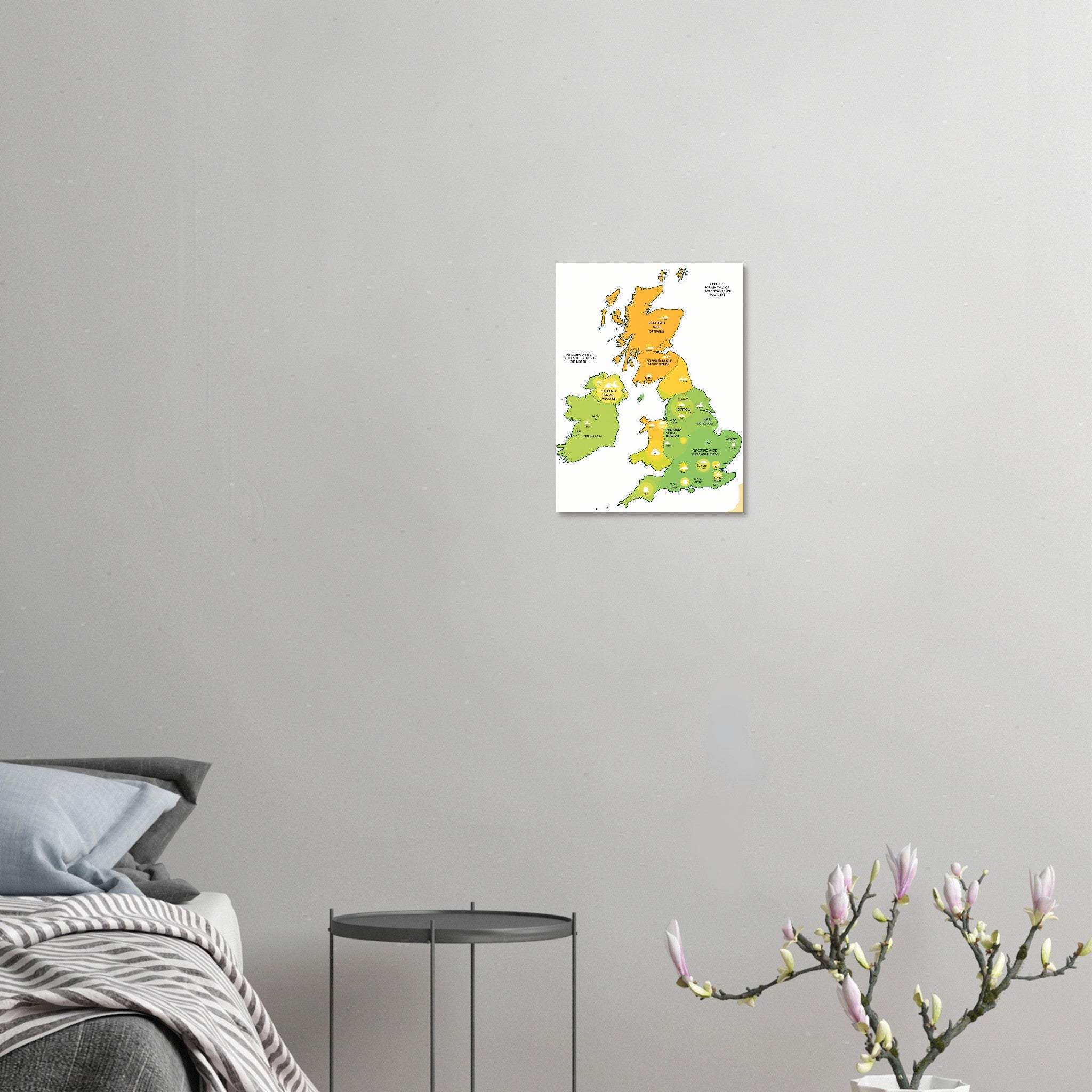 British Weather Map Funny Art Wall Art UK Art UK Gift Art Print Art Print — detail view | Wild Thread Co