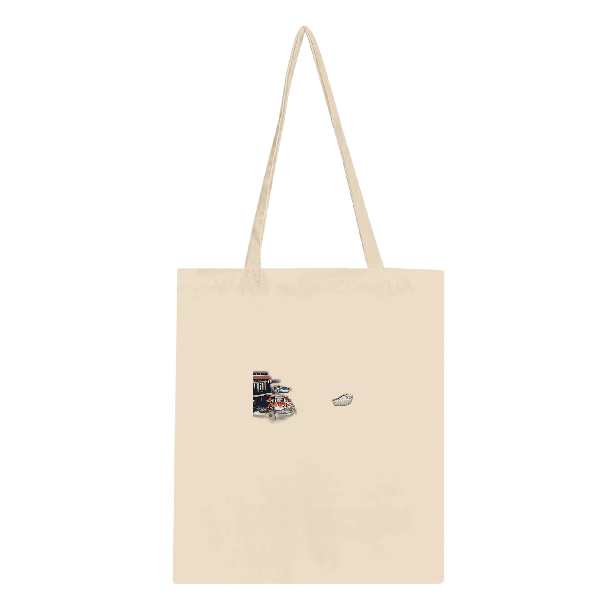Fishing Harbour Low Tide Cotton Shopper UK Tote Bag UK Gift Tote Bag — detail view | Wild Thread Co