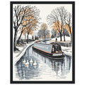 Canal Narrowboat Slow Down Framed Print Wall Art Ready to Hang UK — Framed Art Print | Wild Thread Co UK