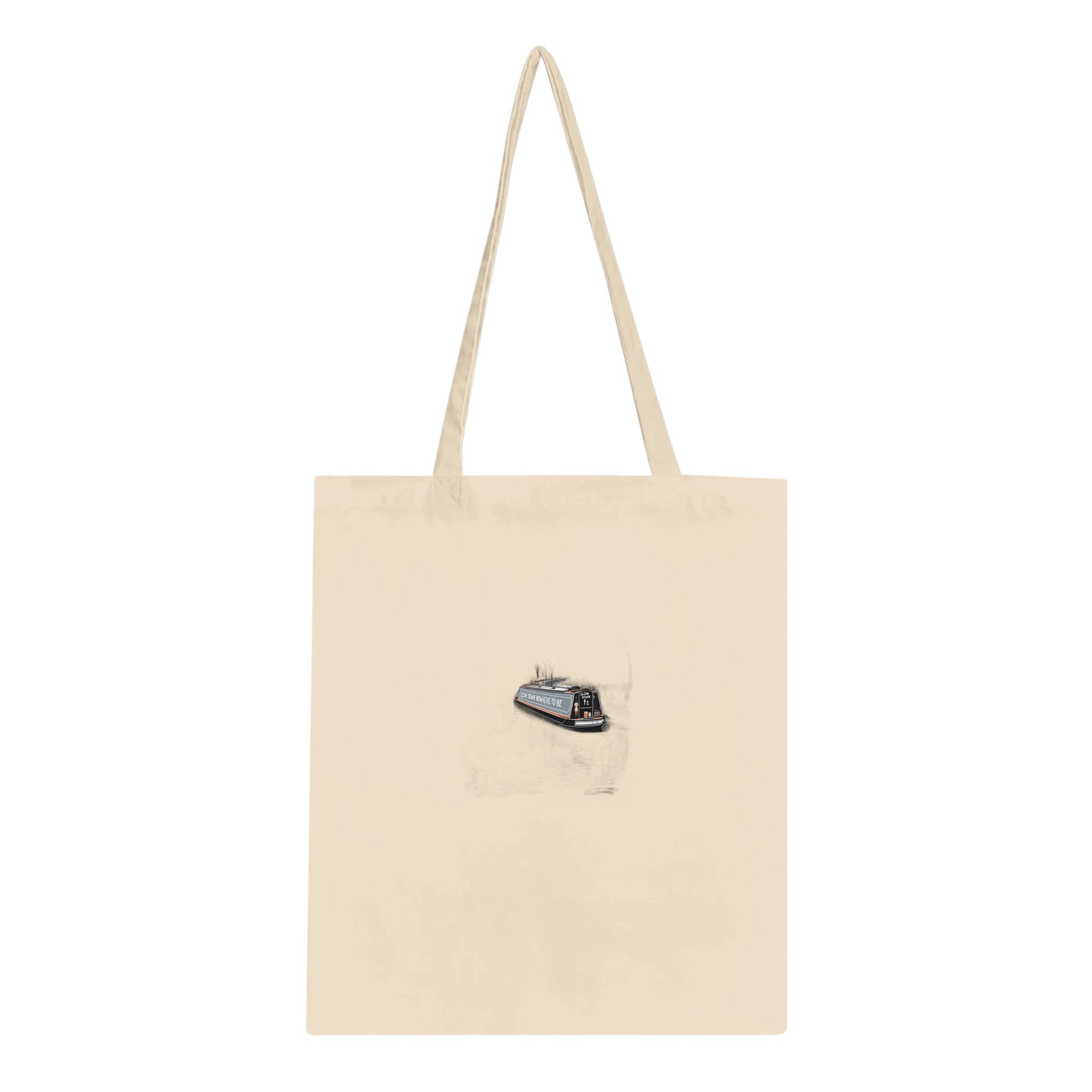 Canal Narrowboat Slow Down Cotton Shopper UK Tote Bag UK Gift Tote Bag — detail view | Wild Thread Co