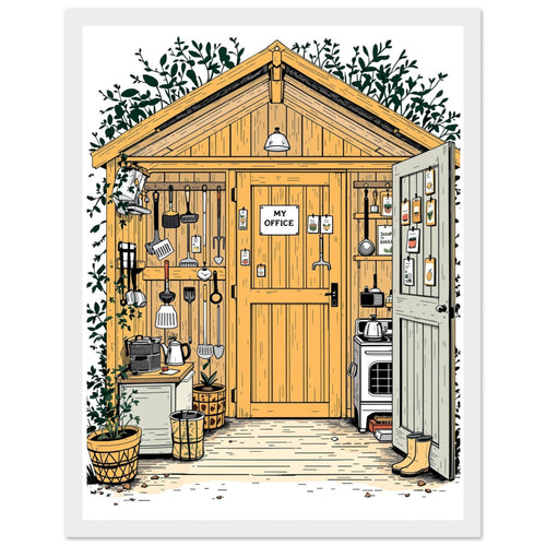 Allotment Shed Sanctuary Framed Print Wall Art Ready to Hang UK Framed Art Print — detail view | Wild Thread Co