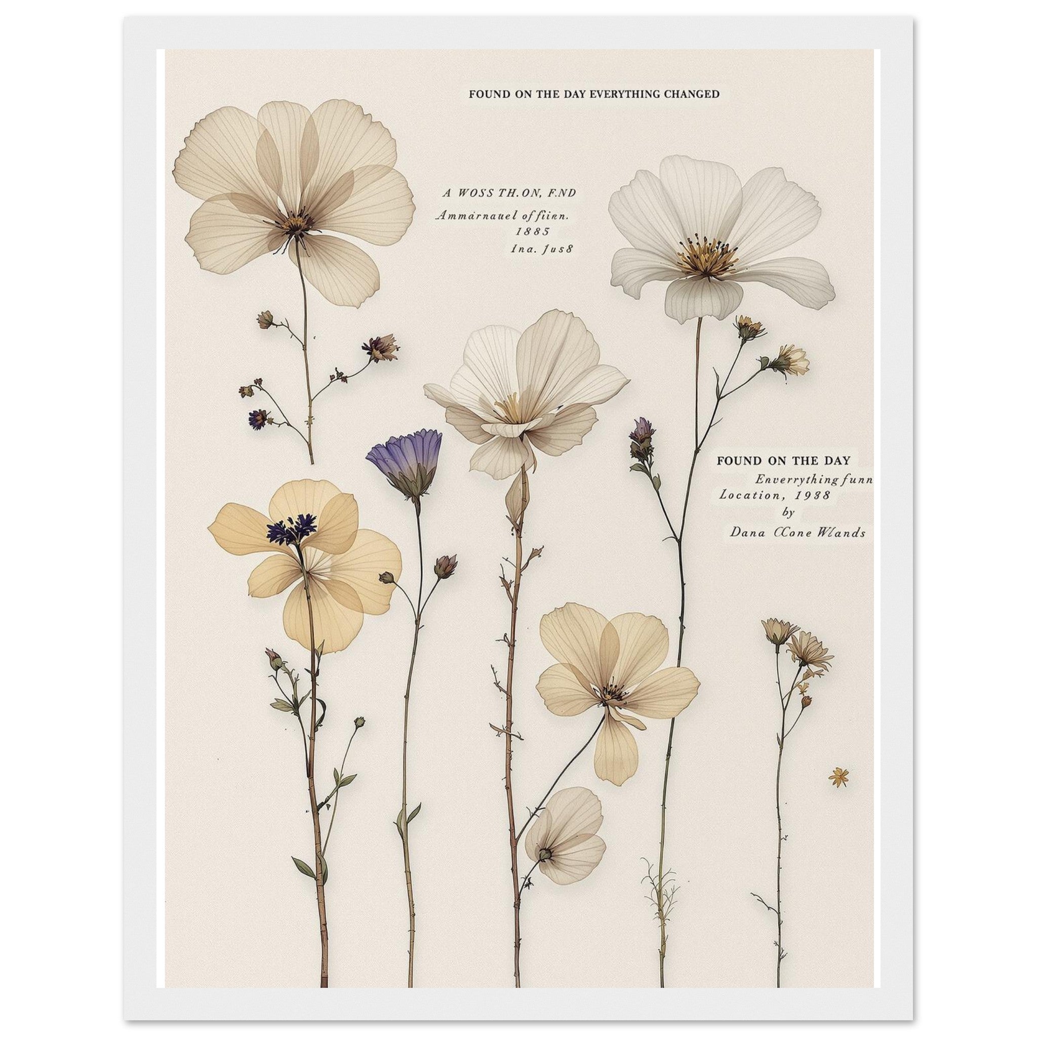 Dark Academia Pressed Flowers Victorian Framed Print Wall Art Ready Framed Art Print — detail view | Wild Thread Co