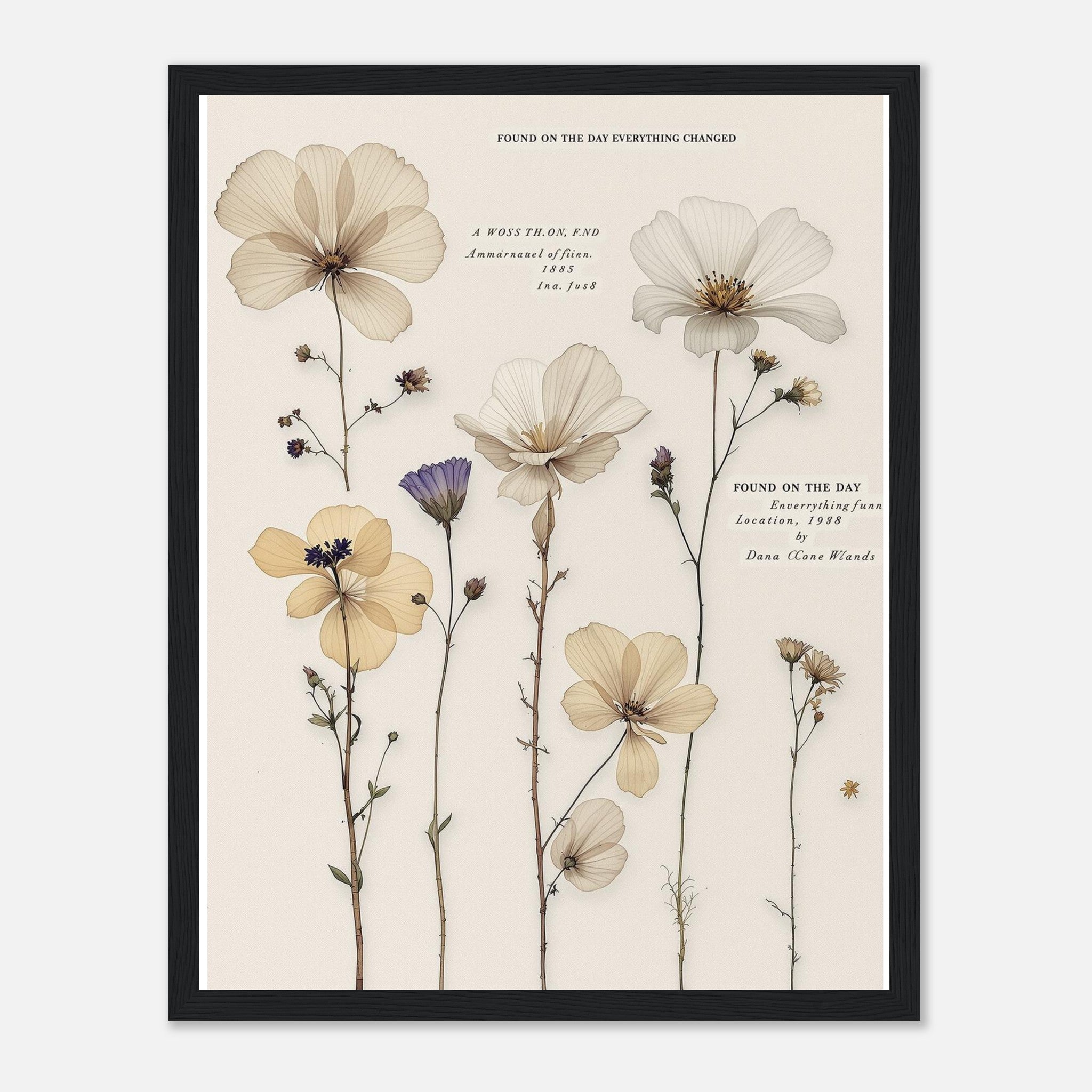Dark Academia Pressed Flowers Victorian Framed Print Wall Art Ready Framed Art Print — detail view | Wild Thread Co