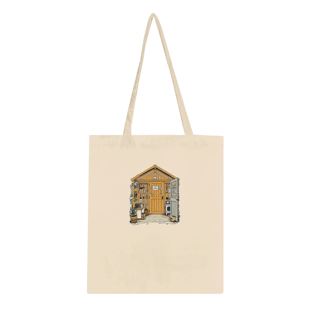 Allotment Shed Sanctuary Cotton Shopper UK Tote Bag UK Gift Tote Bag — detail view | Wild Thread Co