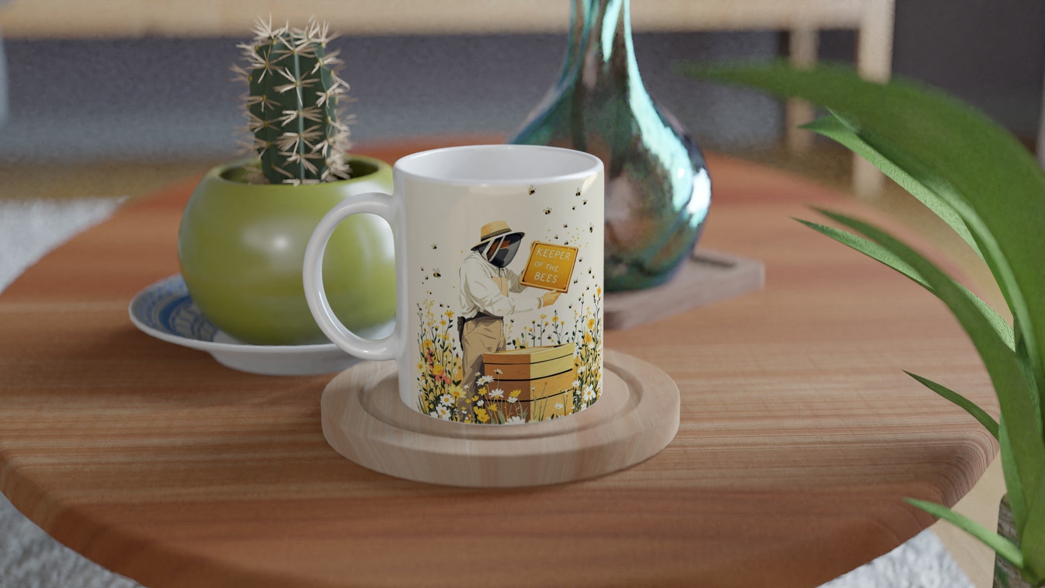 Beekeeper Meadow Hive Coffee Tea Ceramic 11oz Mug UK Mug — detail view | Wild Thread Co