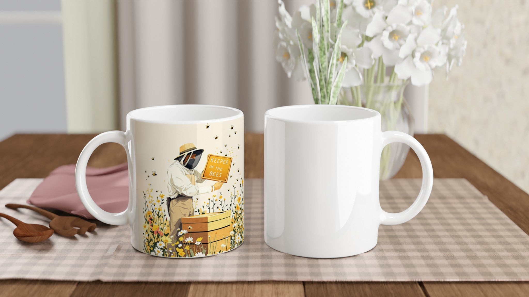 Beekeeper Meadow Hive Coffee Tea Ceramic 11oz Mug UK Mug — detail view | Wild Thread Co