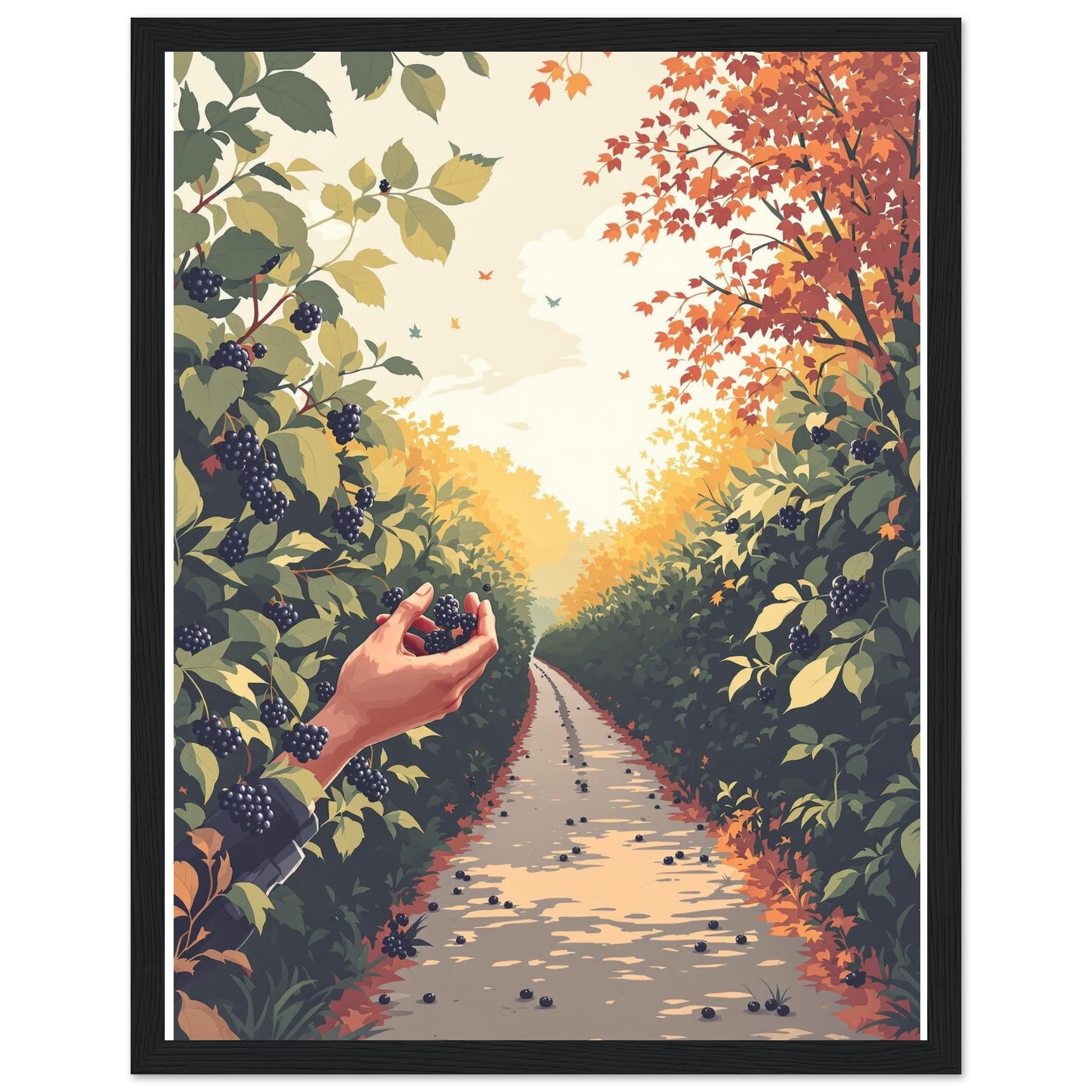 Hedgerow Blackberry Foraging Framed Print Wall Art Ready to Hang UK — Framed Art Print | Wild Thread Co UK