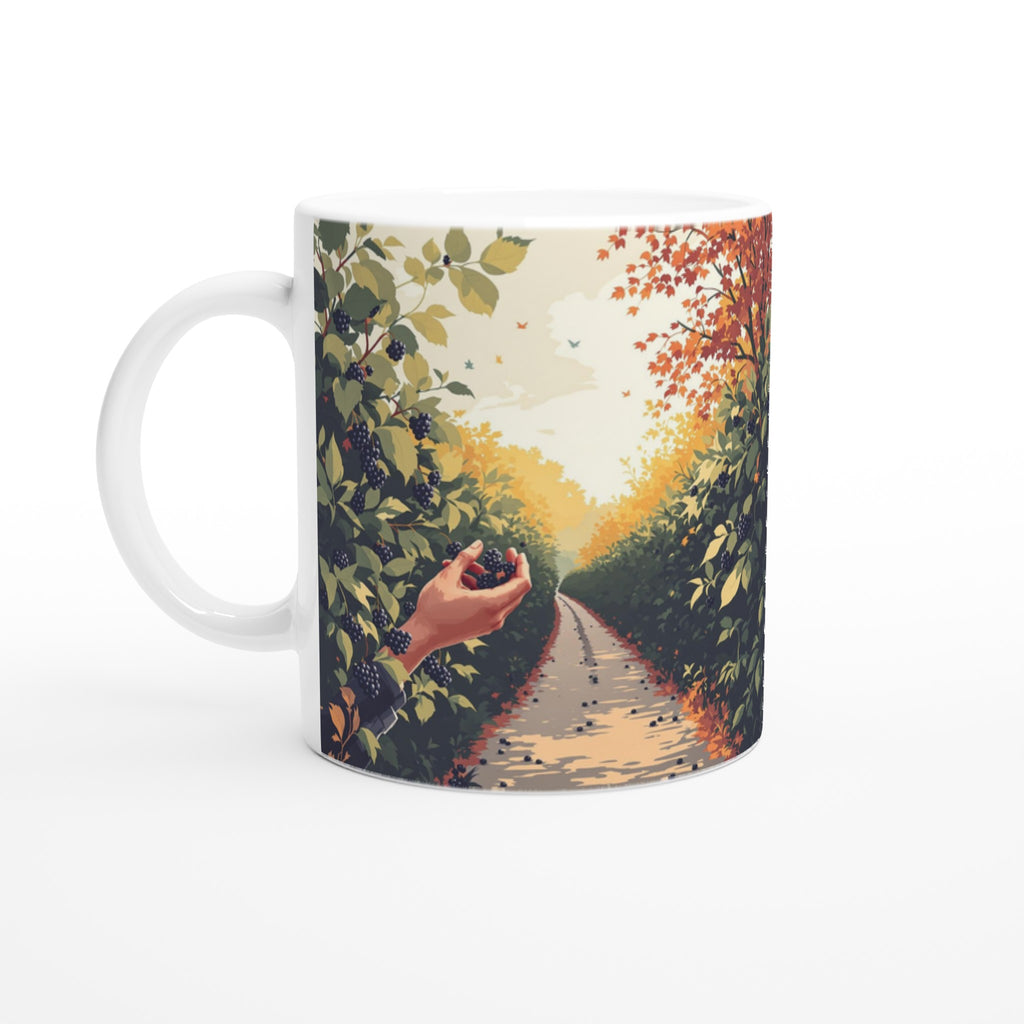 Hedgerow Blackberry Foraging Coffee Tea Ceramic 11oz Mug — detail view | Wild Thread Co