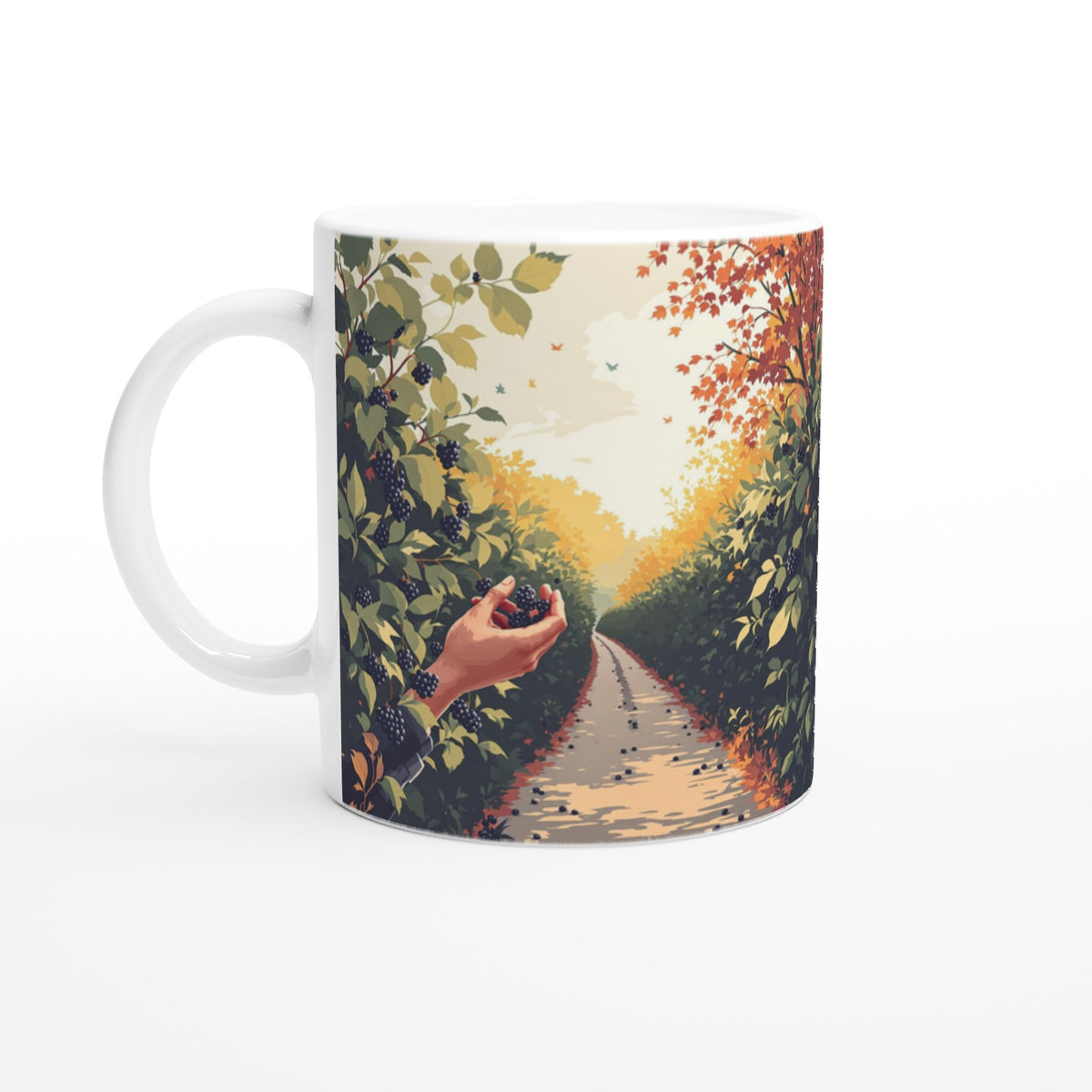 Hedgerow Blackberry Foraging Coffee Tea Ceramic 11oz Mug — detail view | Wild Thread Co