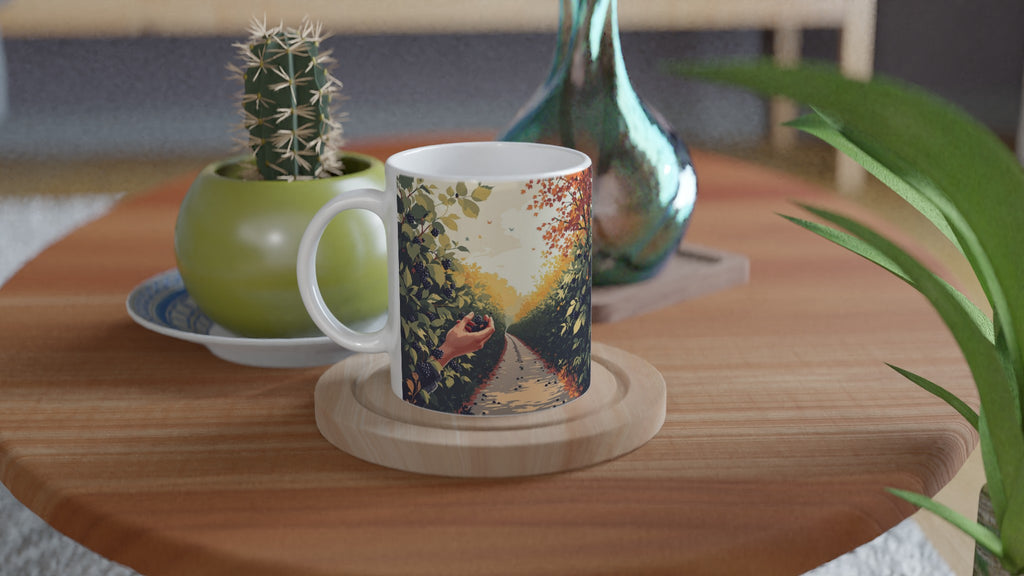 Hedgerow Blackberry Foraging Coffee Tea Ceramic 11oz Mug — detail view | Wild Thread Co