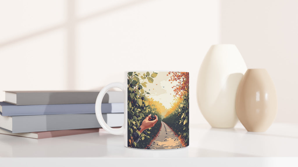 Hedgerow Blackberry Foraging Coffee Tea Ceramic 11oz Mug — detail view | Wild Thread Co