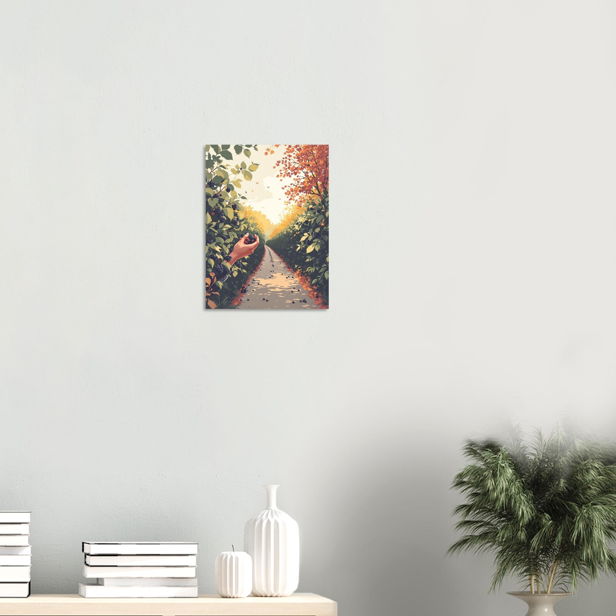 Blackberry Foraging , FREE FOOD Hedgerow Art, Forager Gift A1 UK Art Art Print P Art Print — detail view | Wild Thread Co